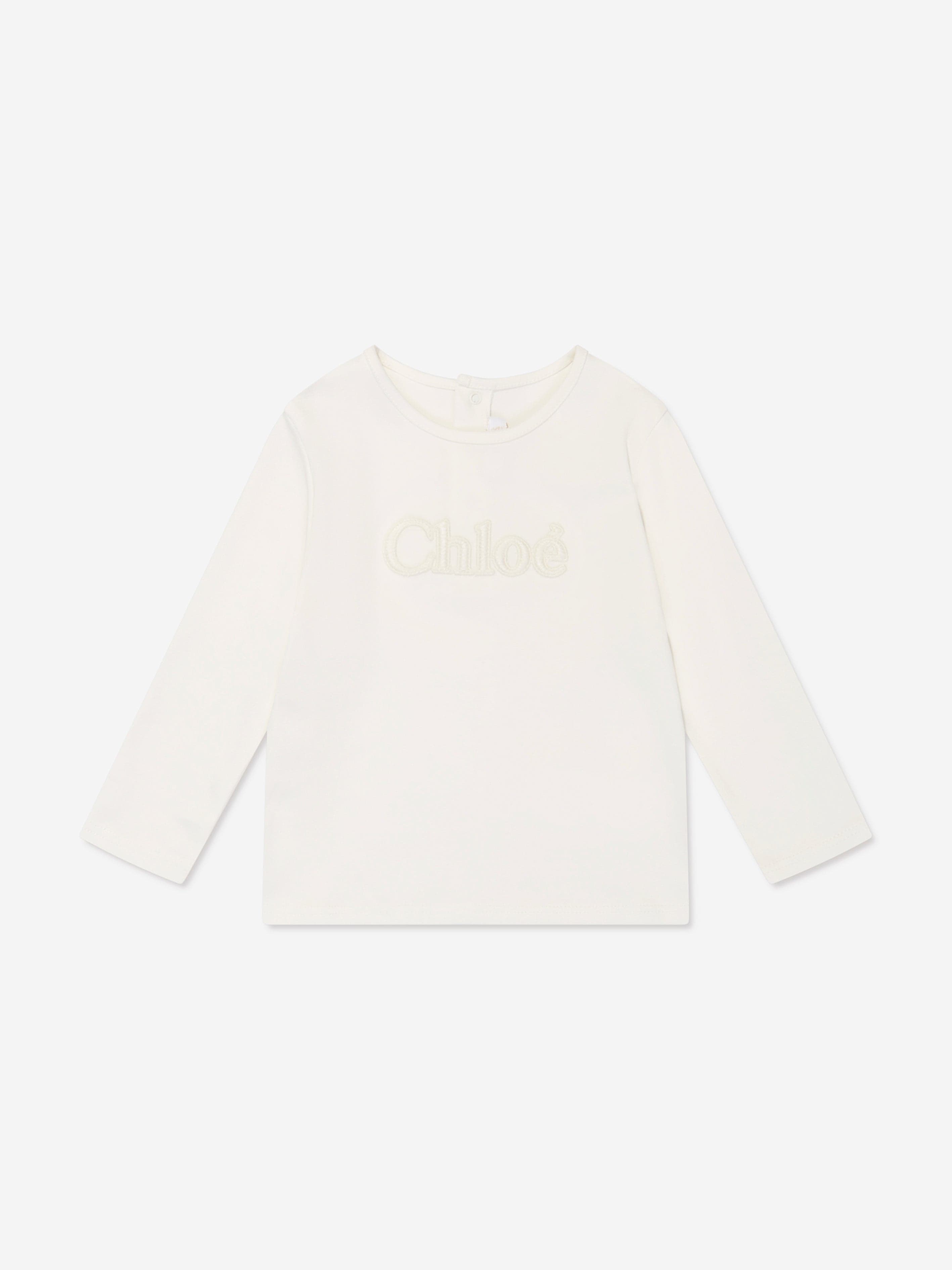 Chloé Baby Girls Long Sleeve T-Shirt in Ivory