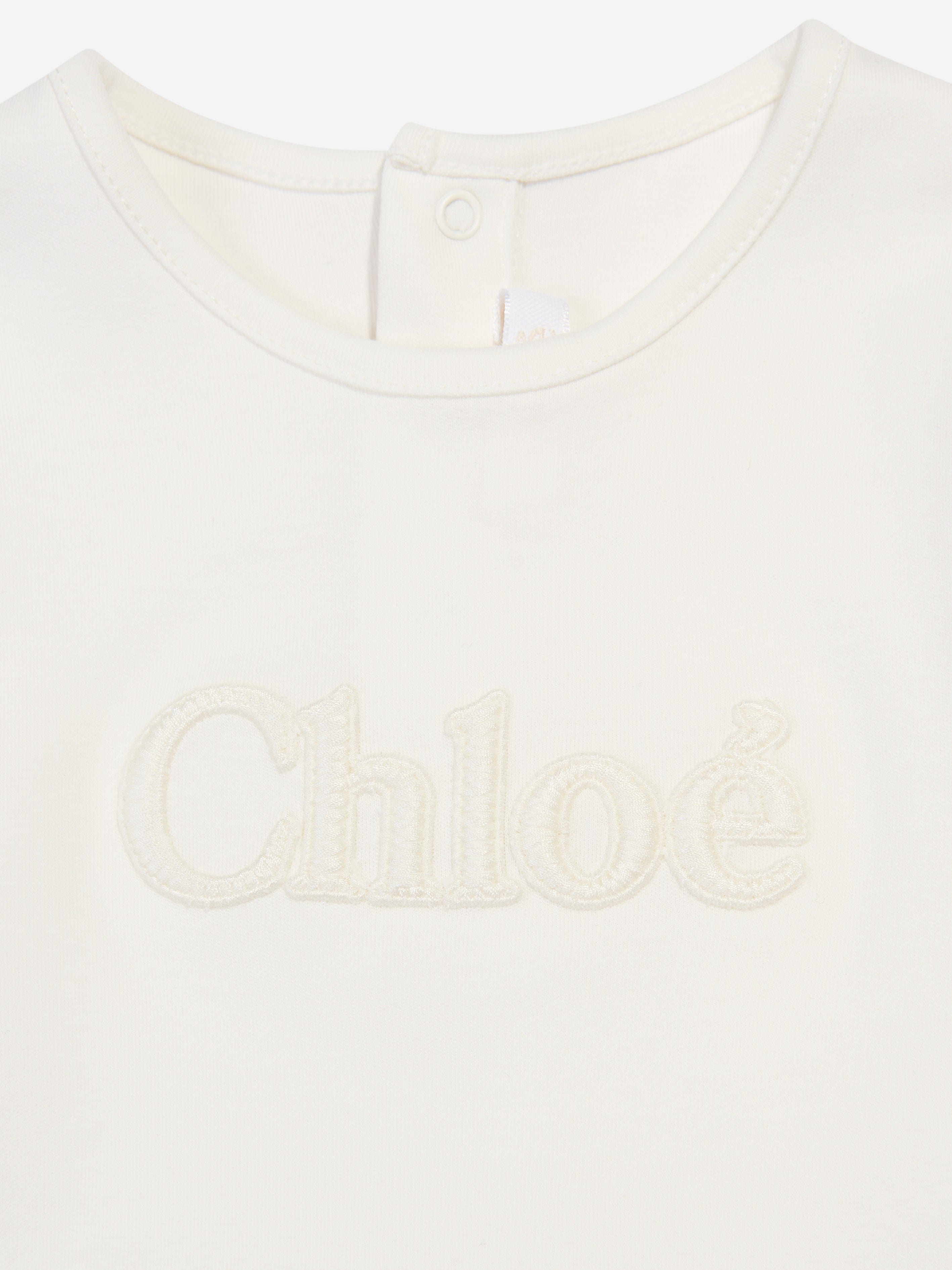 Chloé Baby Girls Long Sleeve T-Shirt in Ivory