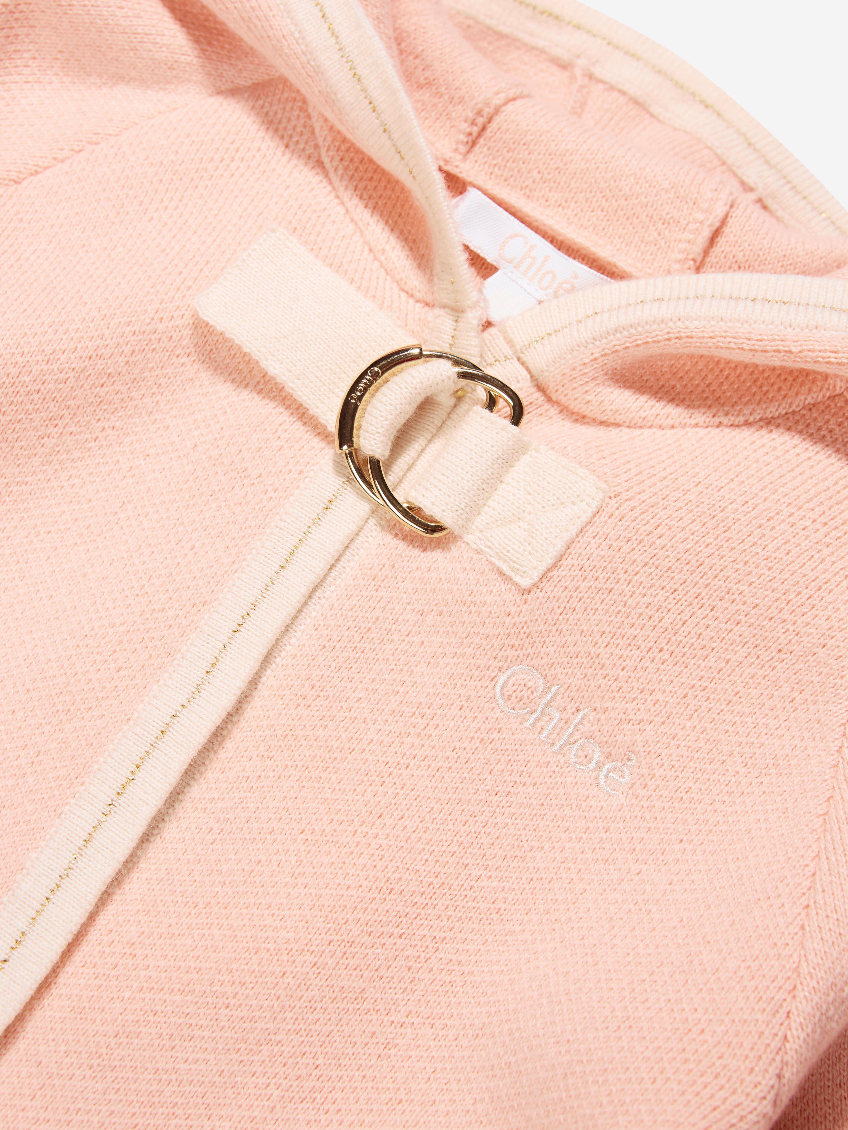 Chloé Baby Girls Two-Tone Knitted Coat in Pink