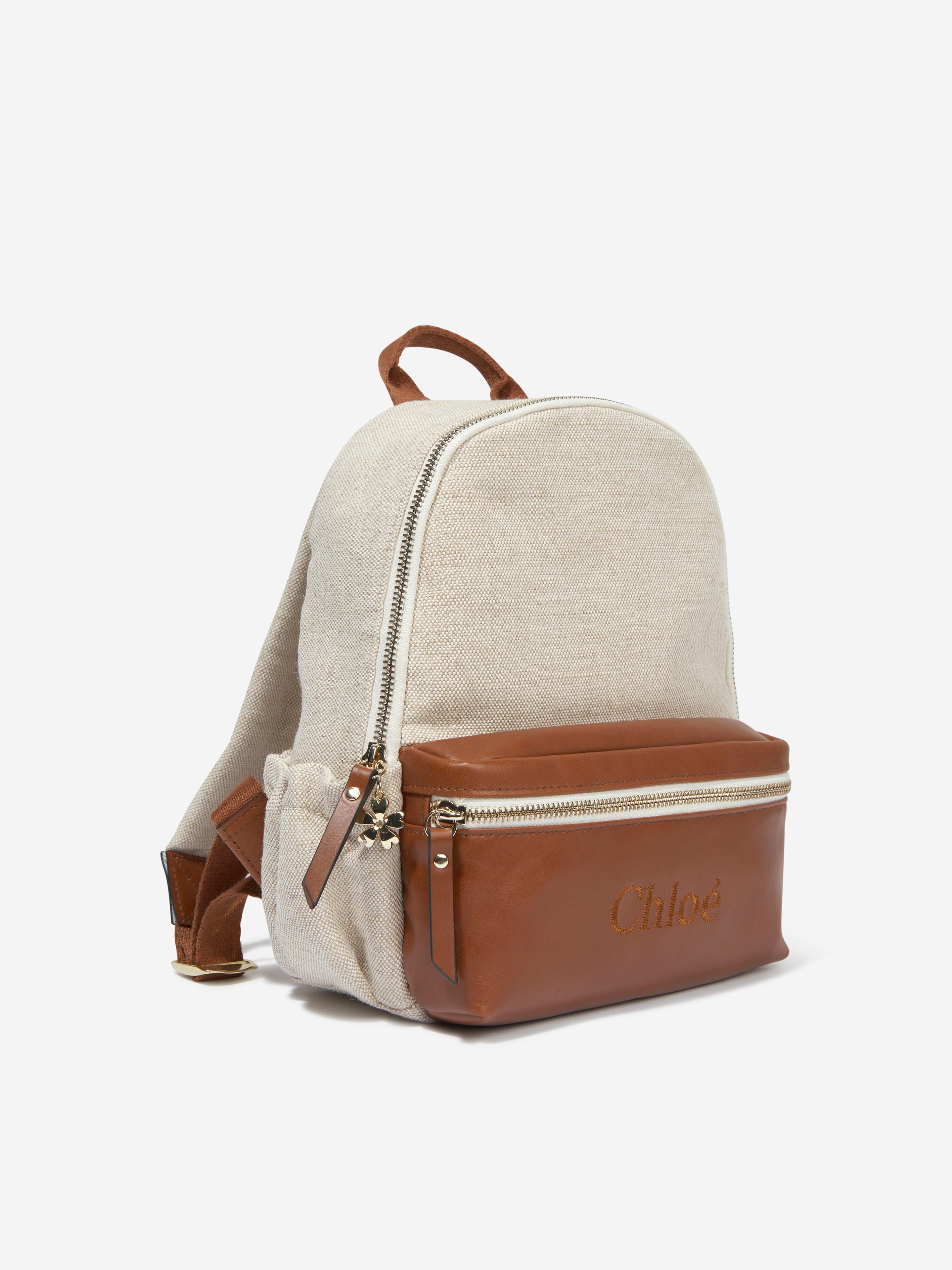 Chloé Girls Logo Backpack in Beige