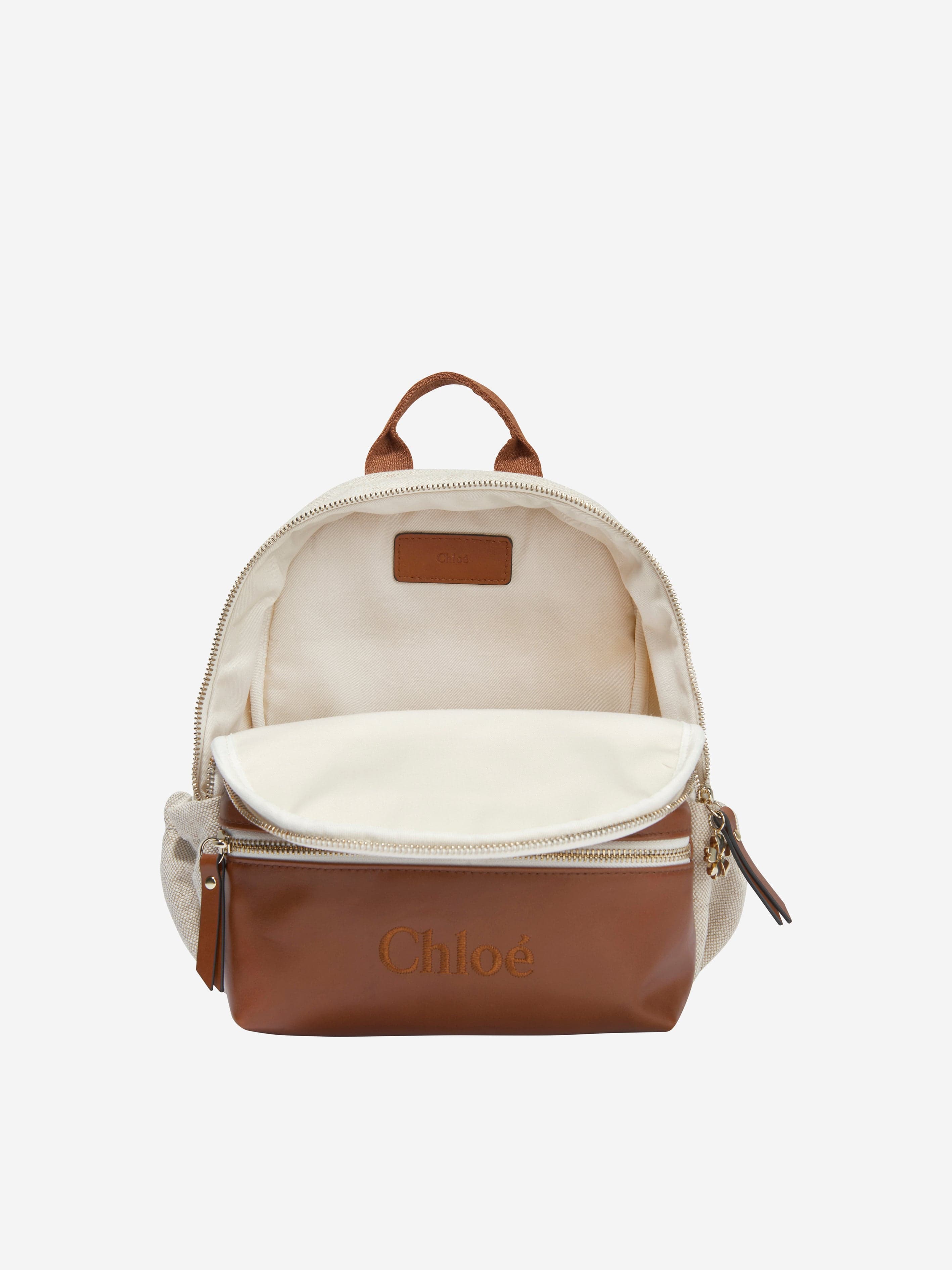 Chloé Girls Logo Backpack in Beige