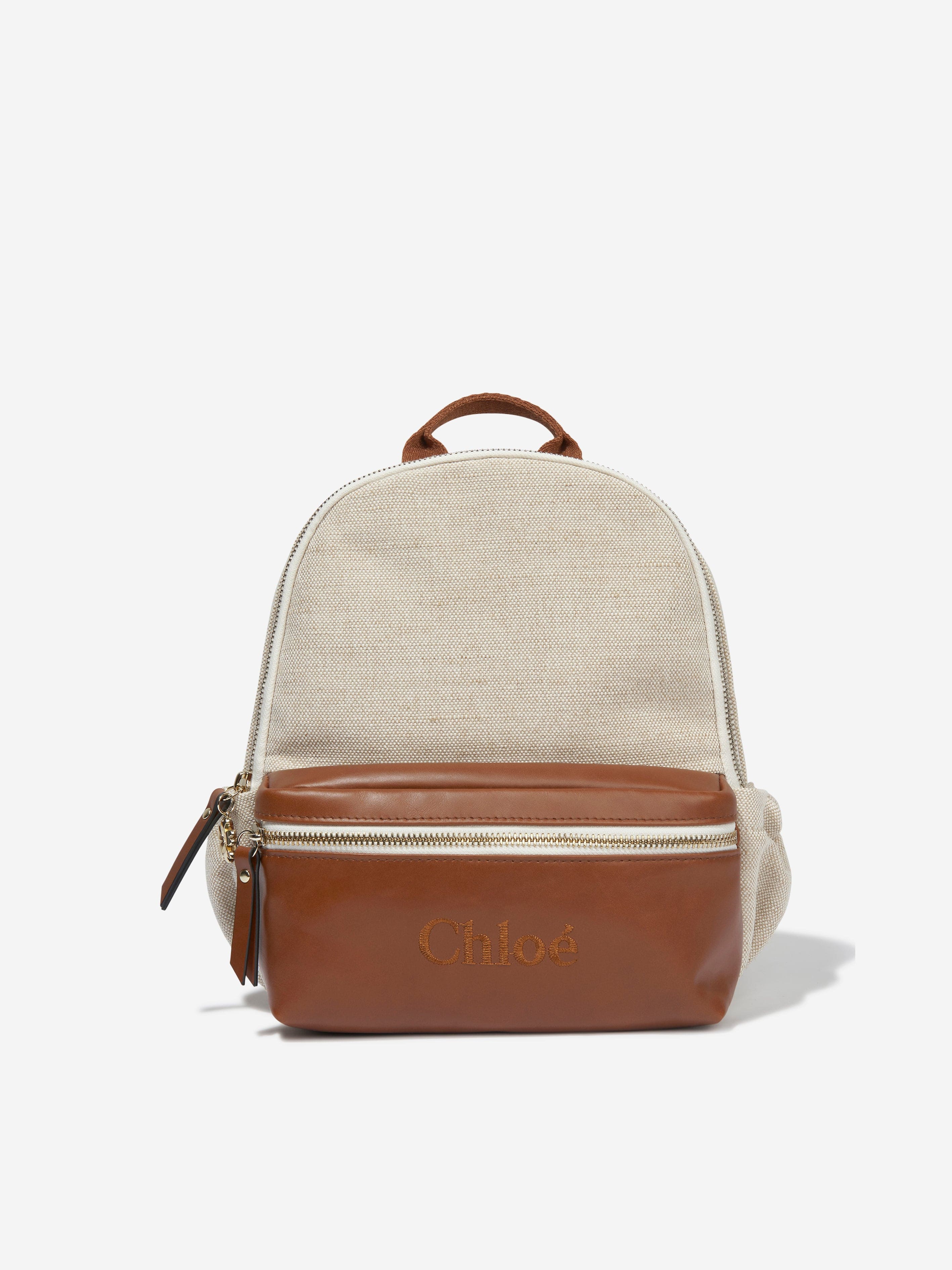 Chloé Girls Logo Backpack in Beige