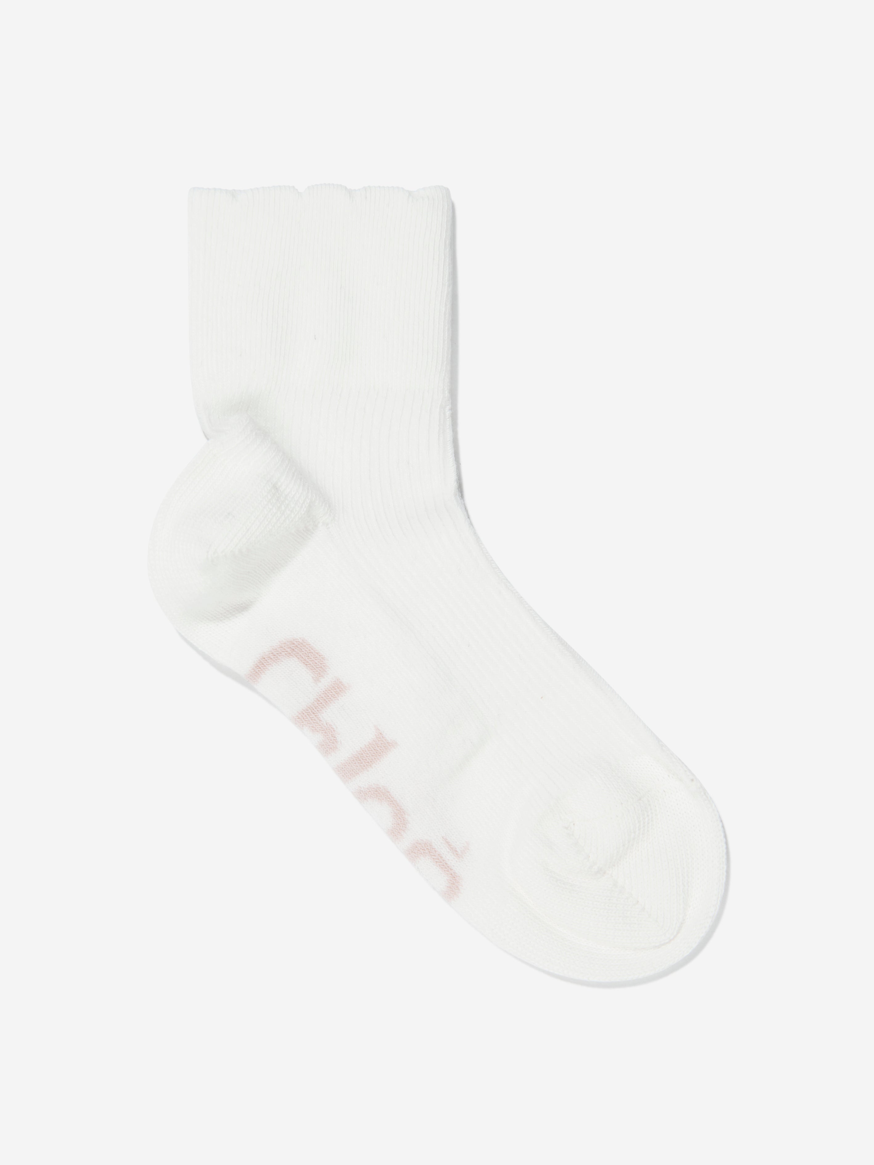 Chloé Girls Logo Ankle Socks in Ivory