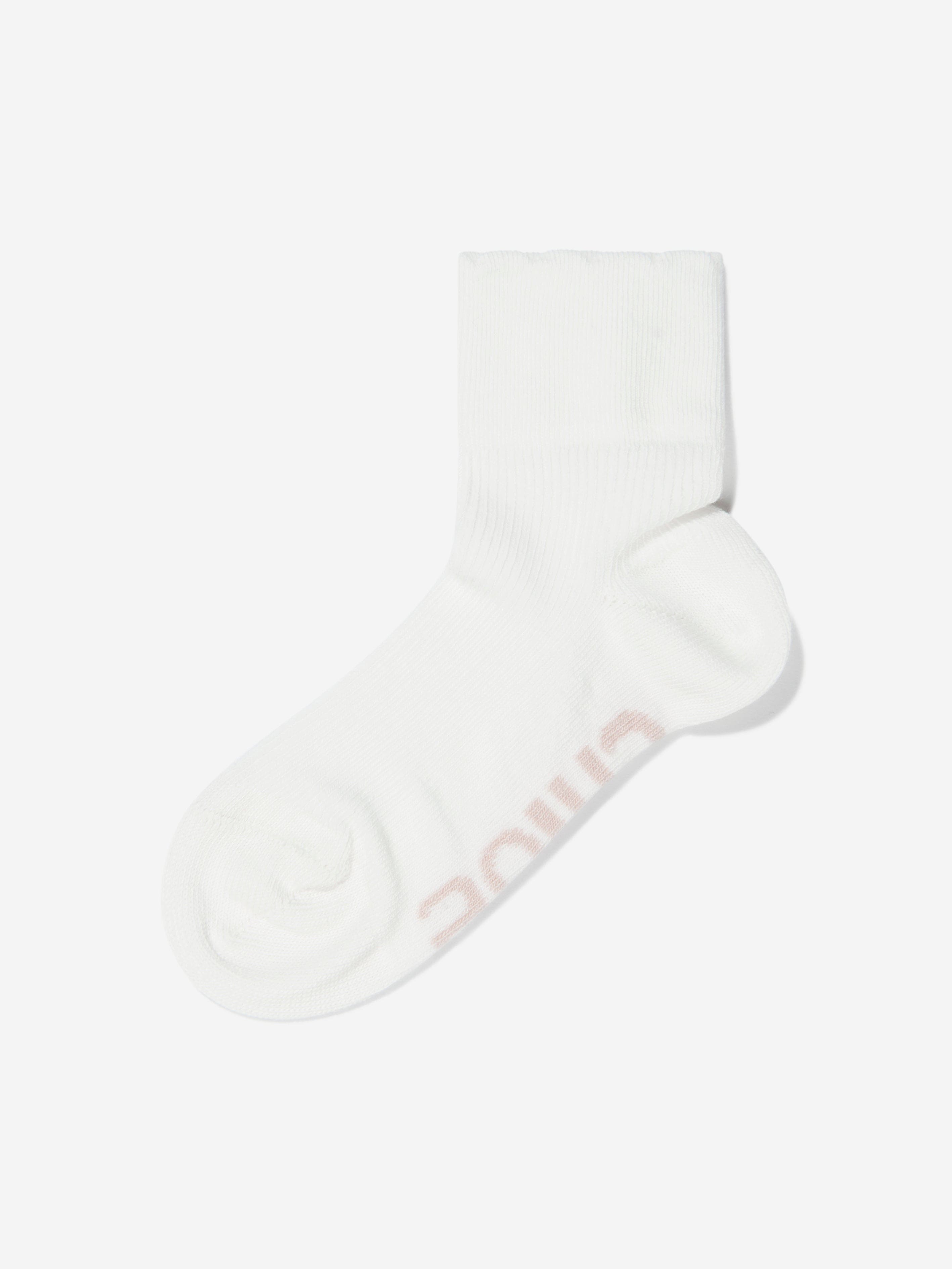 Chloé Girls Logo Ankle Socks in Ivory