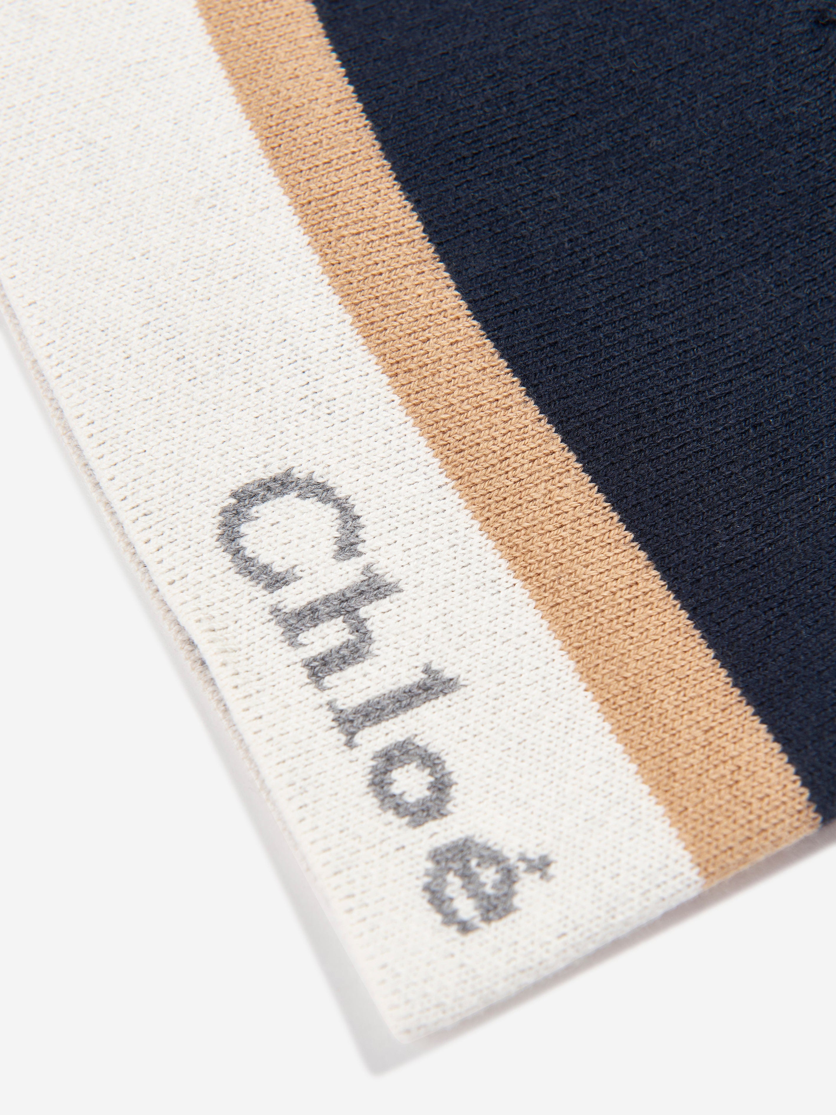 Chloé Girls Knitted Pull On Hat in Navy