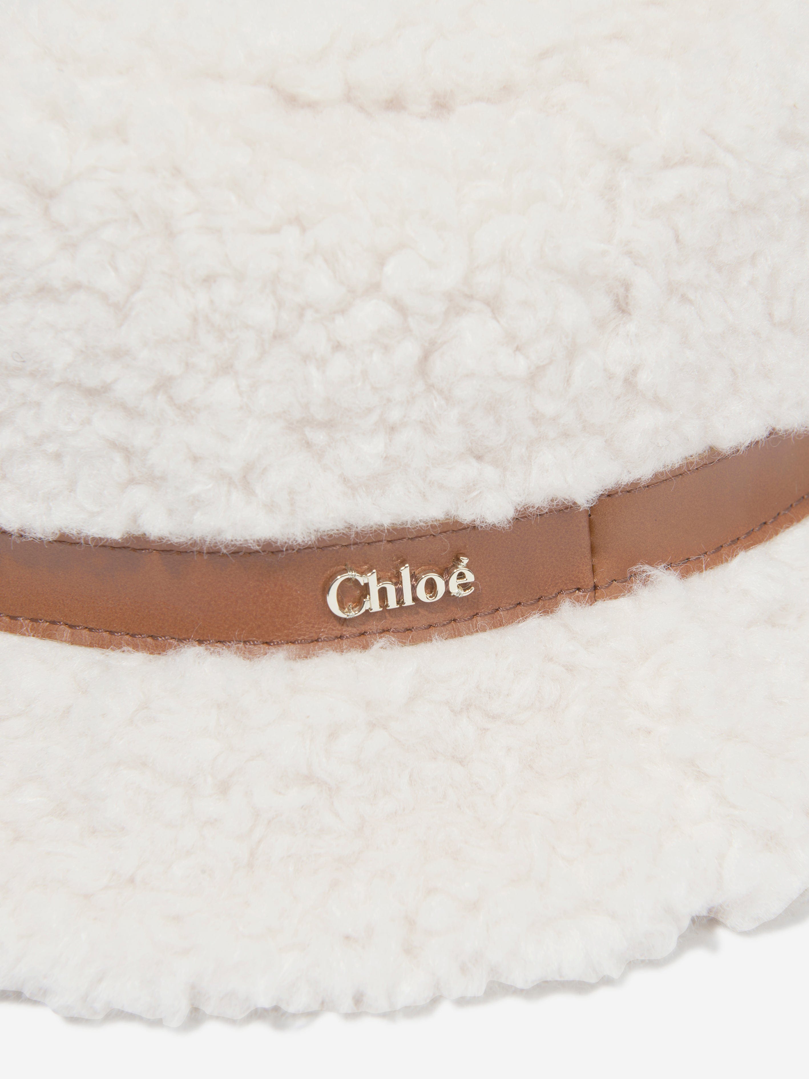 Chloé Girls Fleece Bucket Hat in Ivory