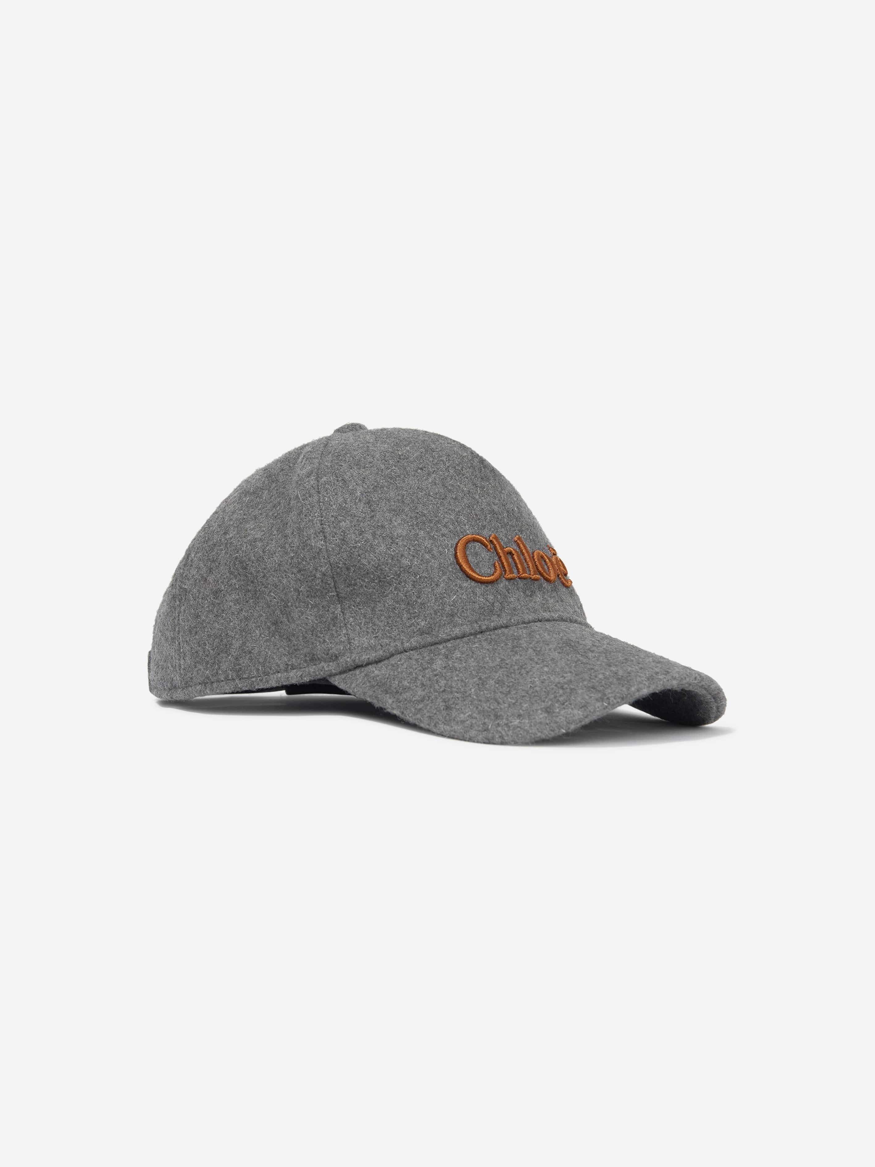 Chloé Girls Wool Logo Cap in Grey