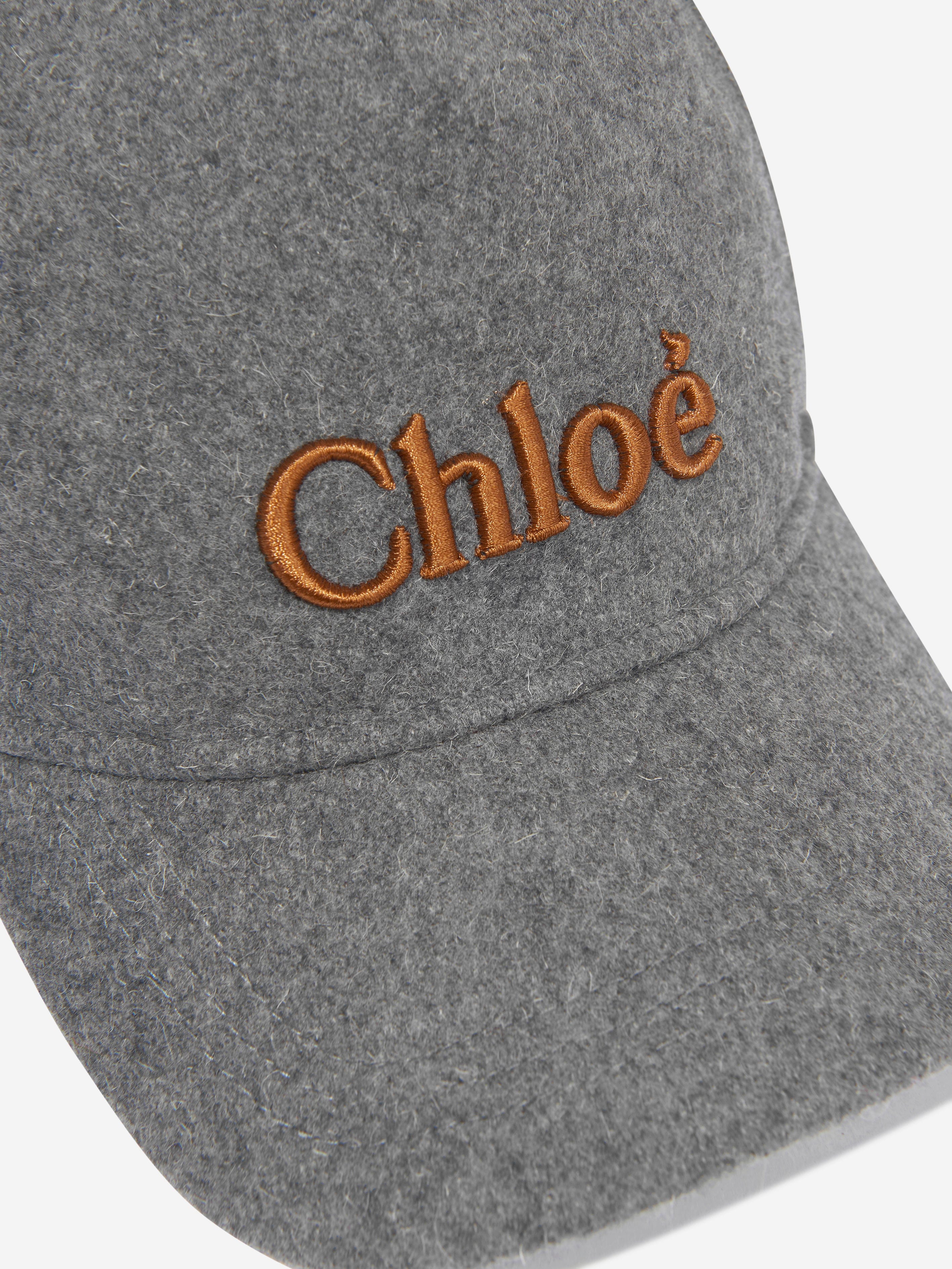 Chloé Girls Wool Logo Cap in Grey