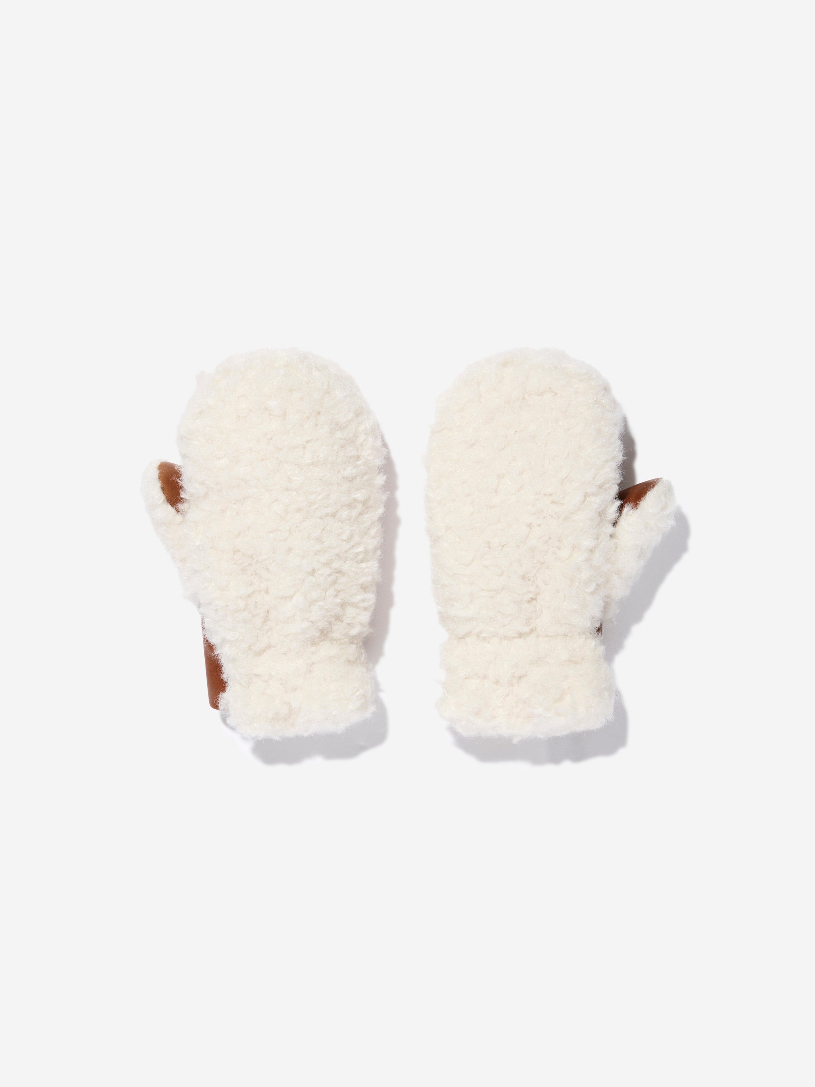 Chloé Girls Fleece Mittens in Ivory