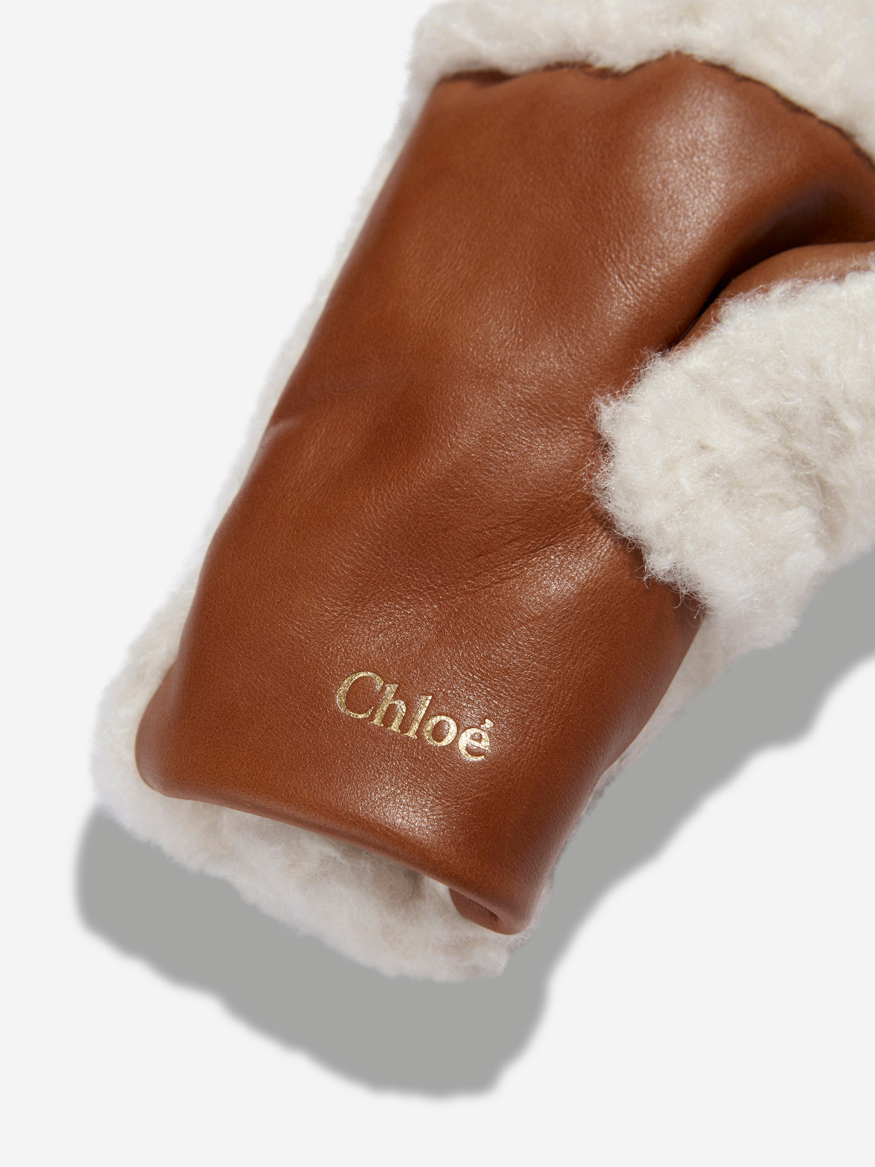 Chloé Girls Fleece Mittens in Ivory