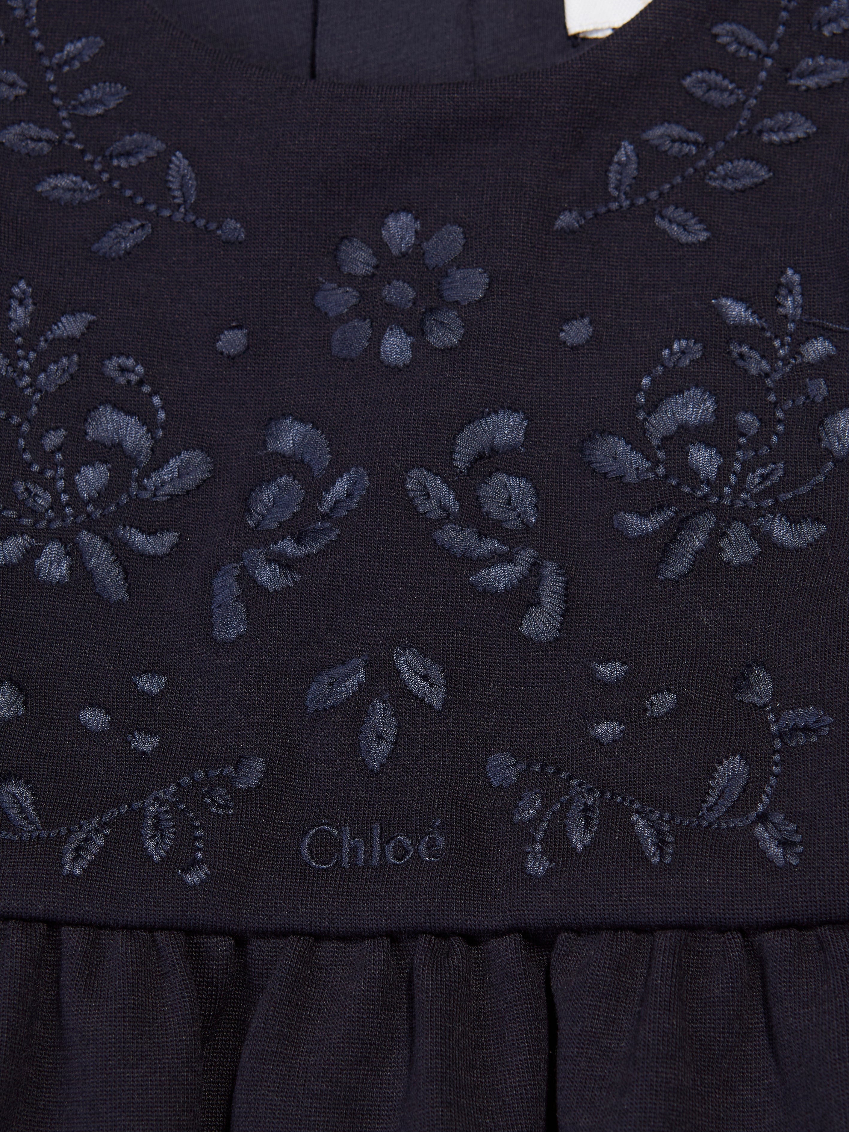 Chloé Girls Embroidered Milano Dress in Navy