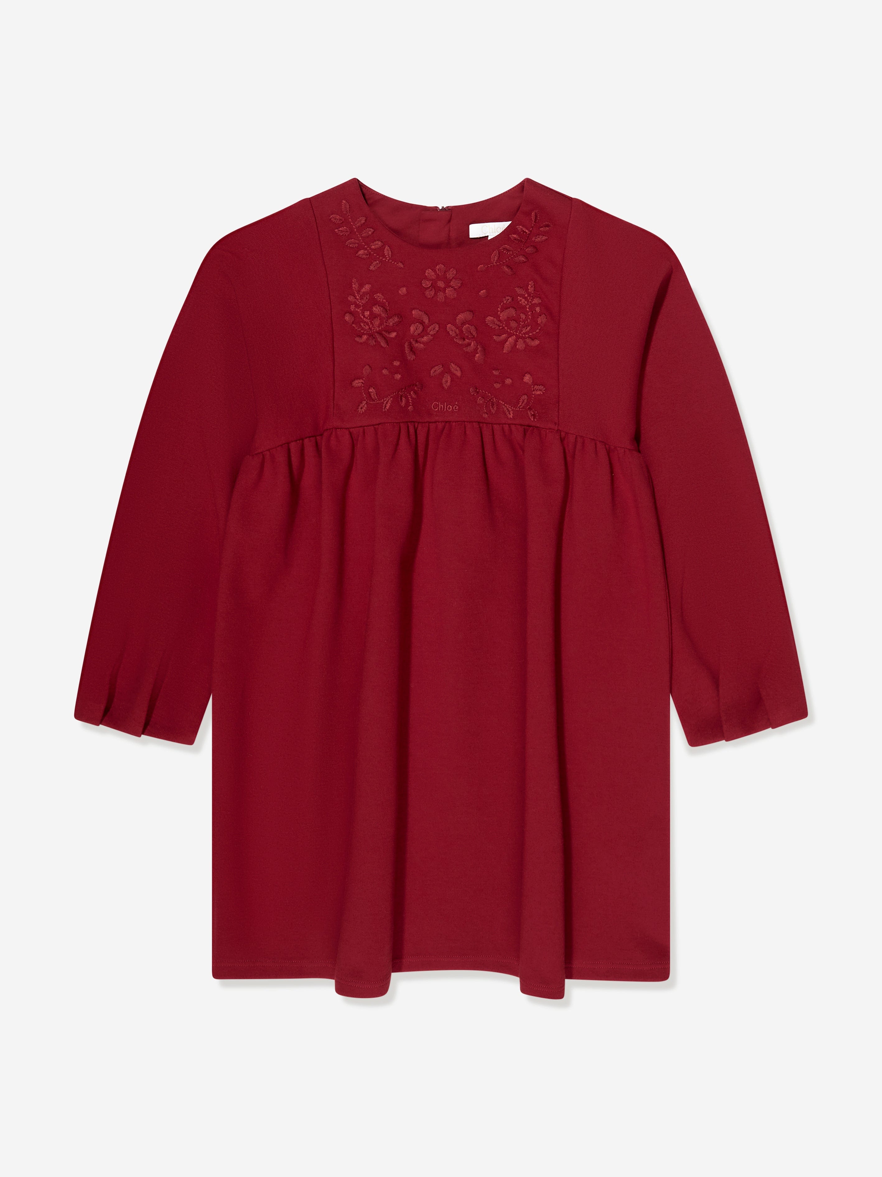 Chloé Girls Embroidered Milano Dress in Red