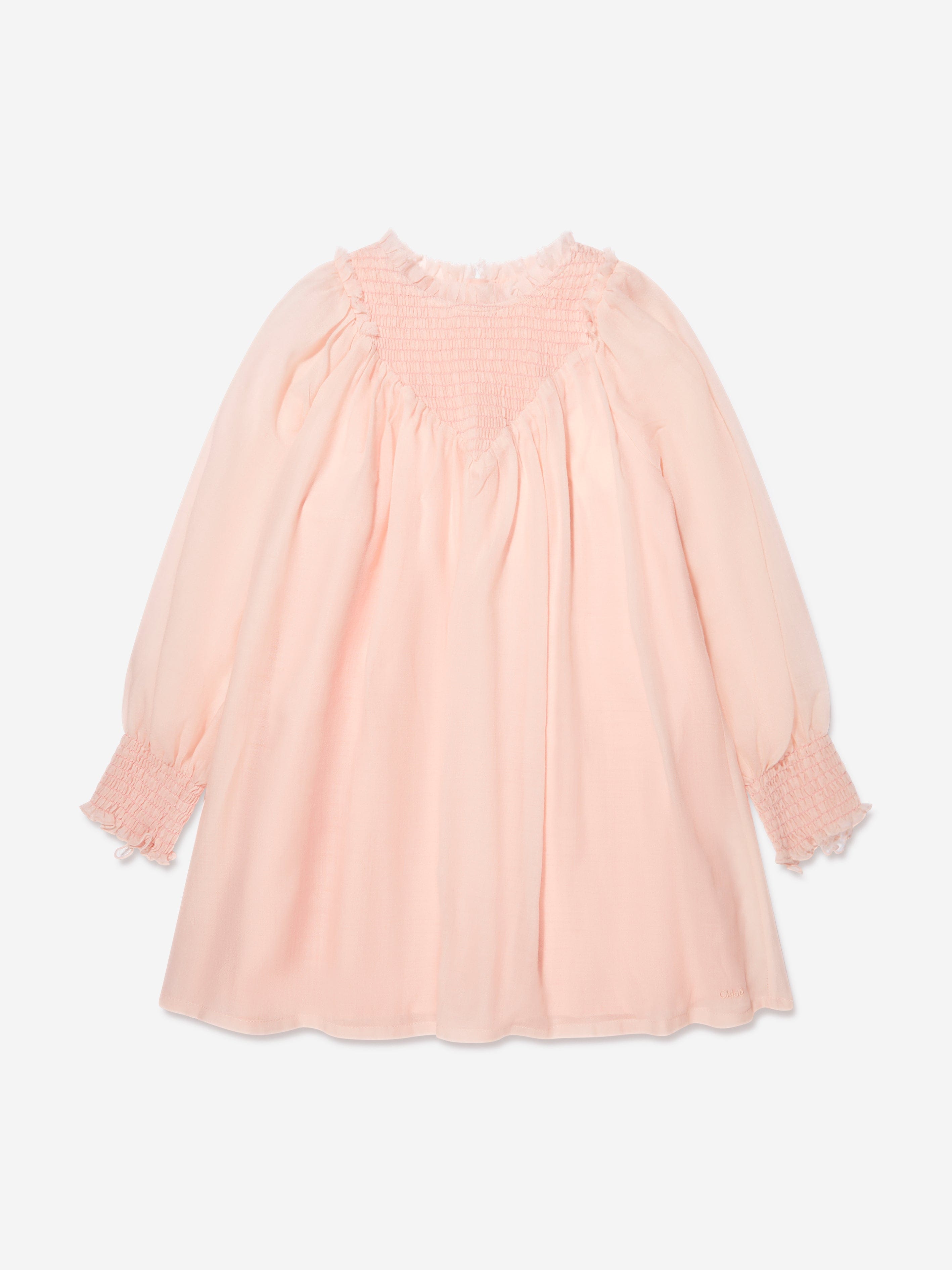 Chloé Girls Smocked Ceremony Dress in Pink