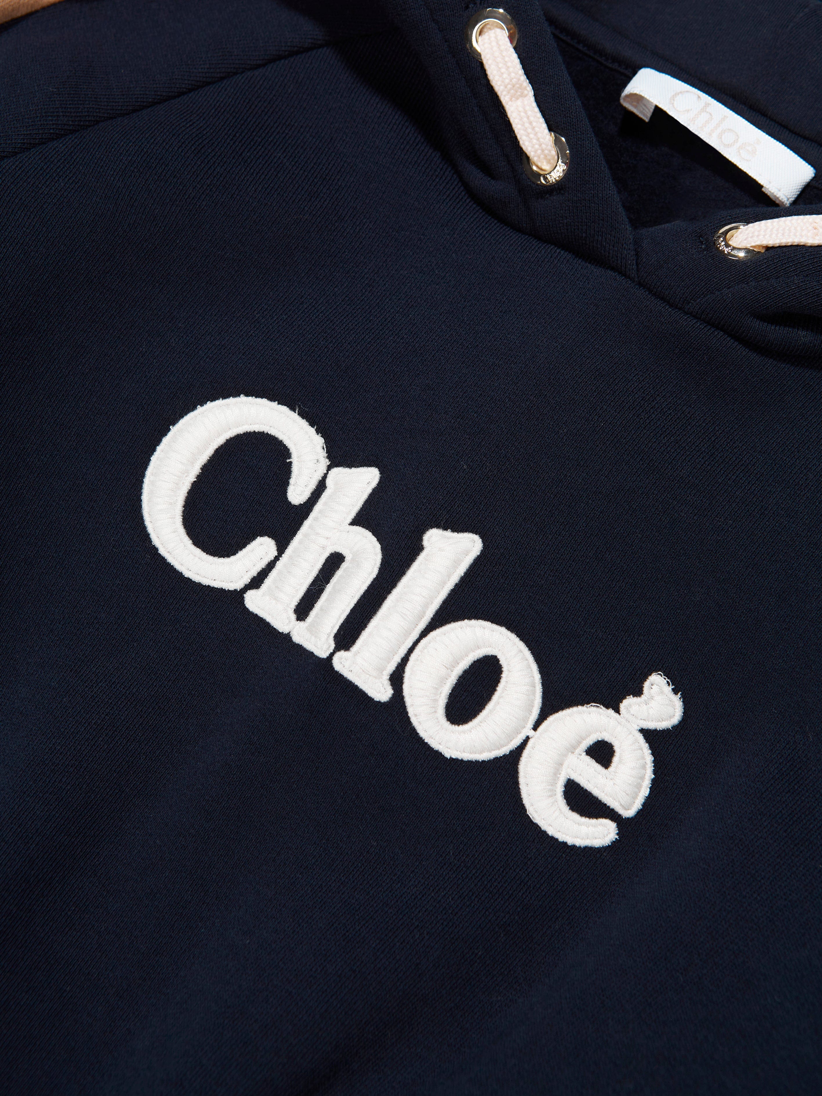 Chloé Girls Hooded Sweatshirt Dress in Navy