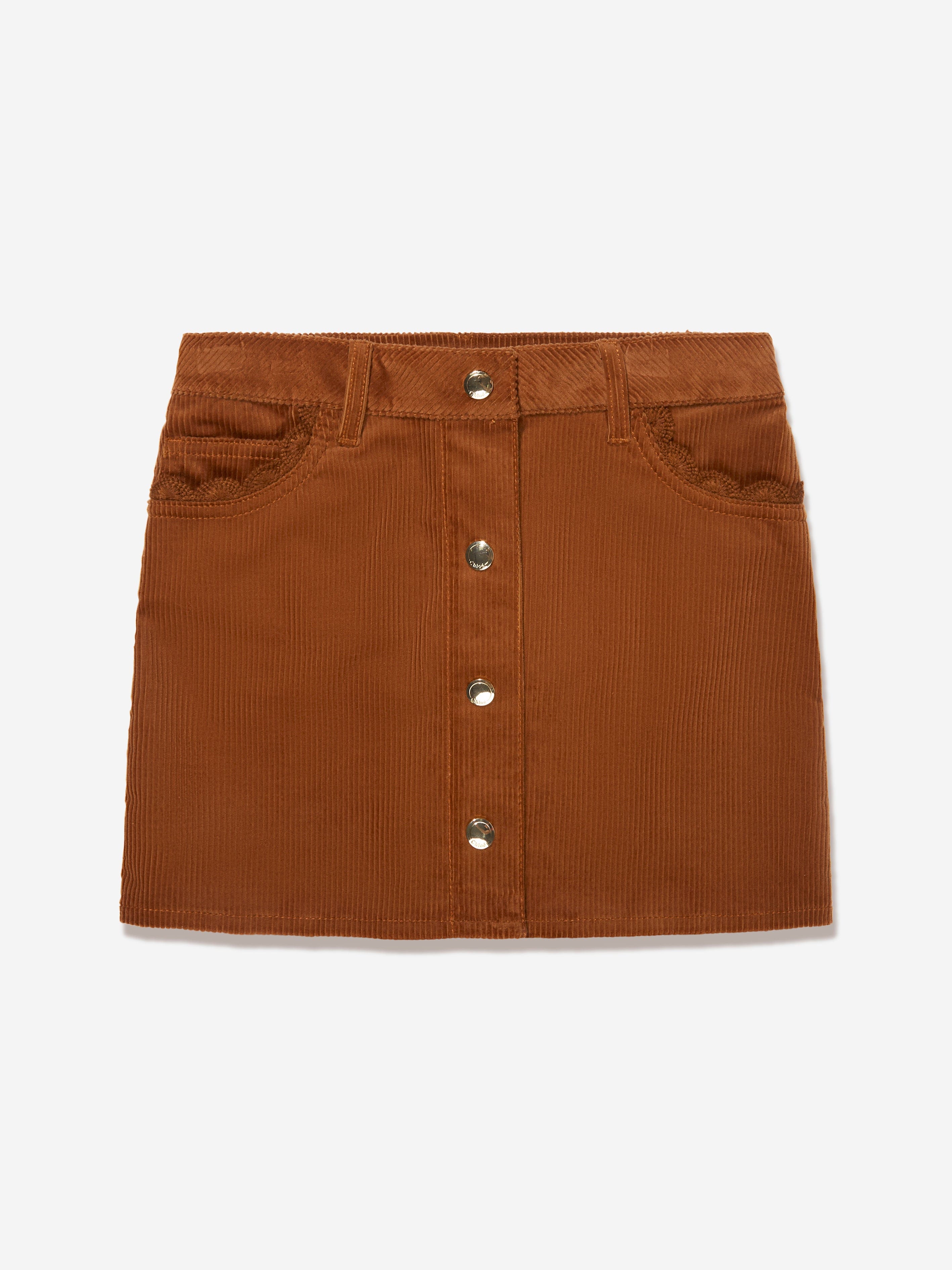 Chloé Girls Corduroy Skirt in Brown