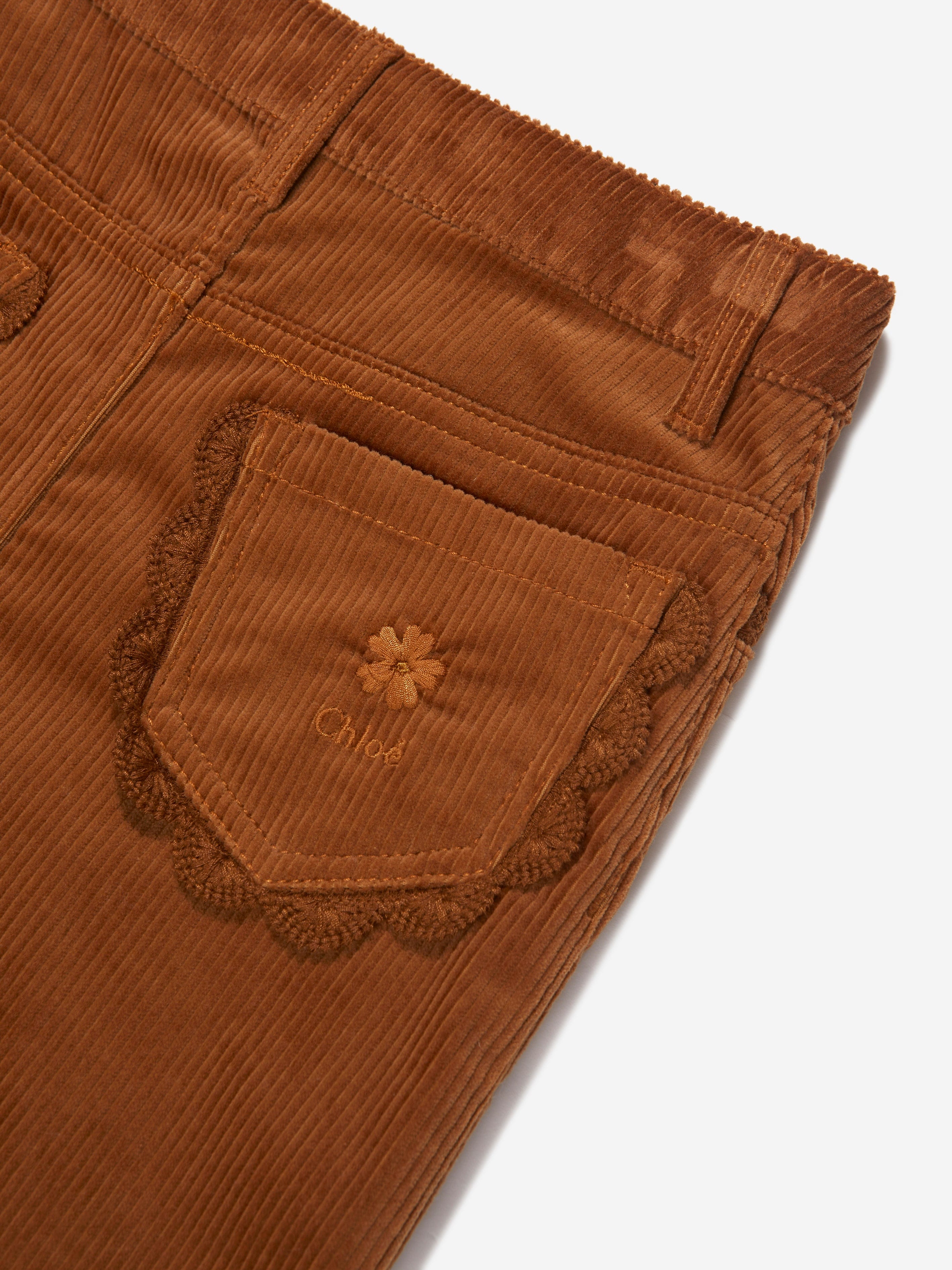 Chloé Girls Corduroy Skirt in Brown