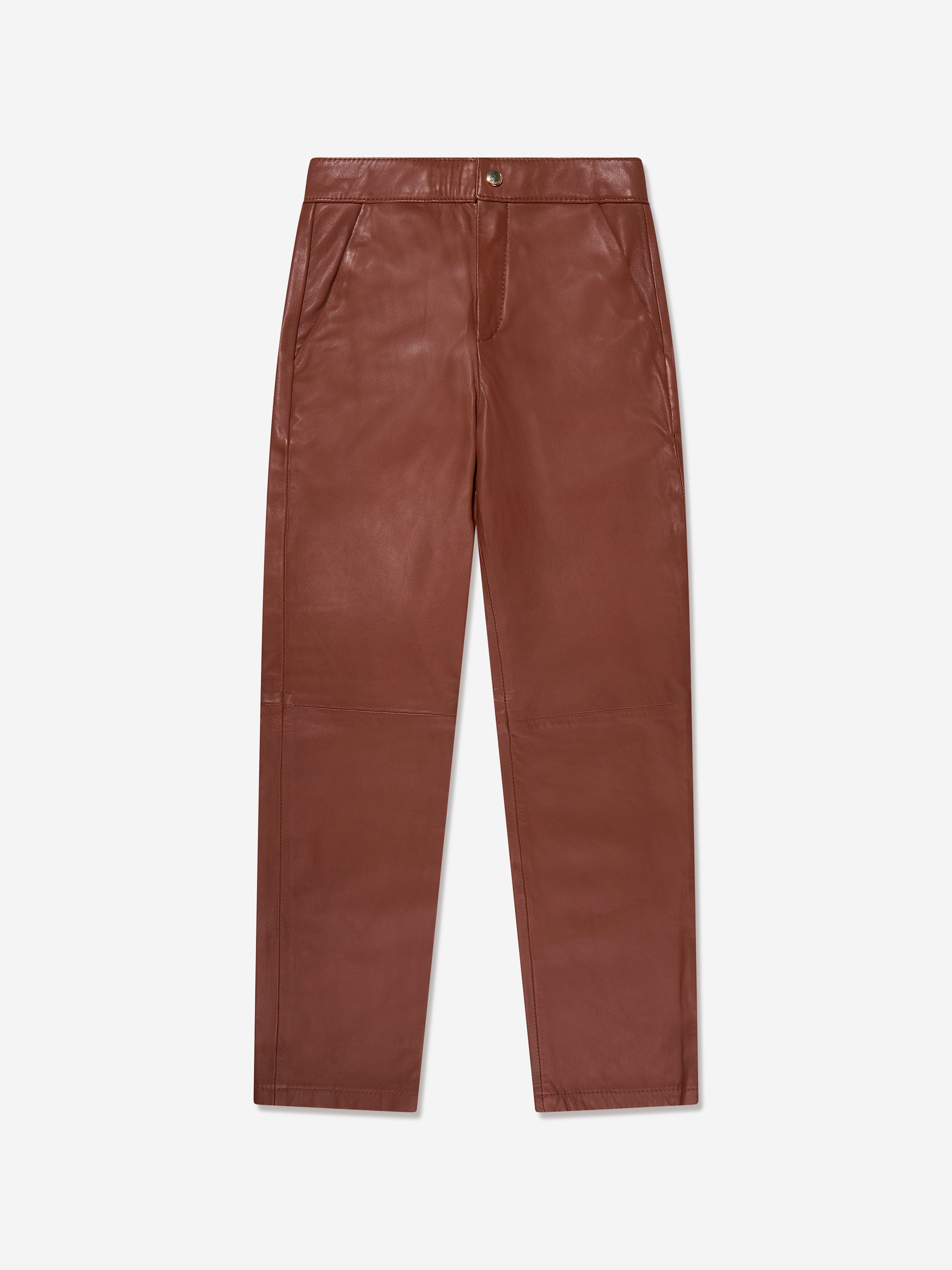 Chloé Girls Leather Trousers in Crimson