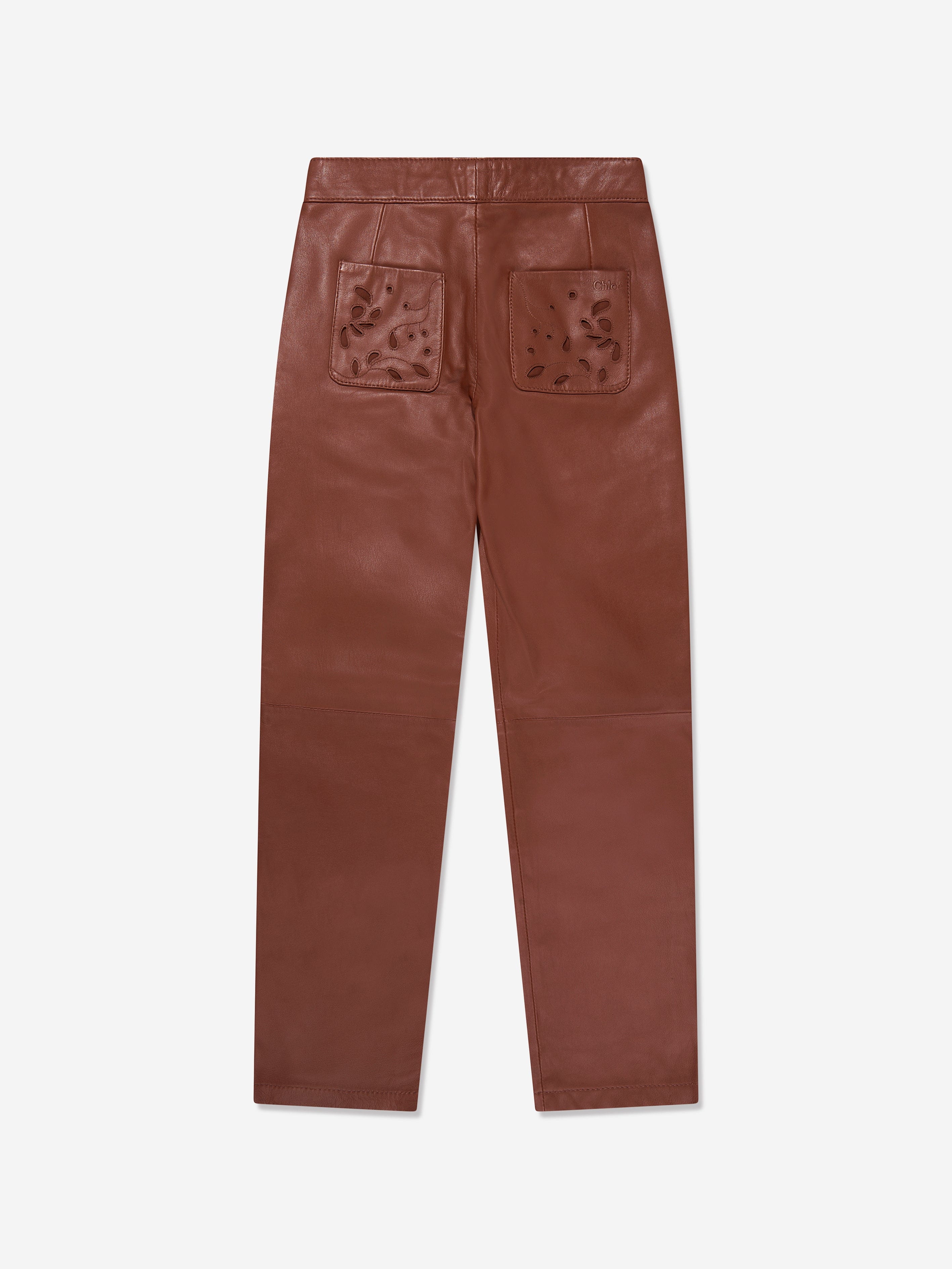 Chloé Girls Leather Trousers in Crimson