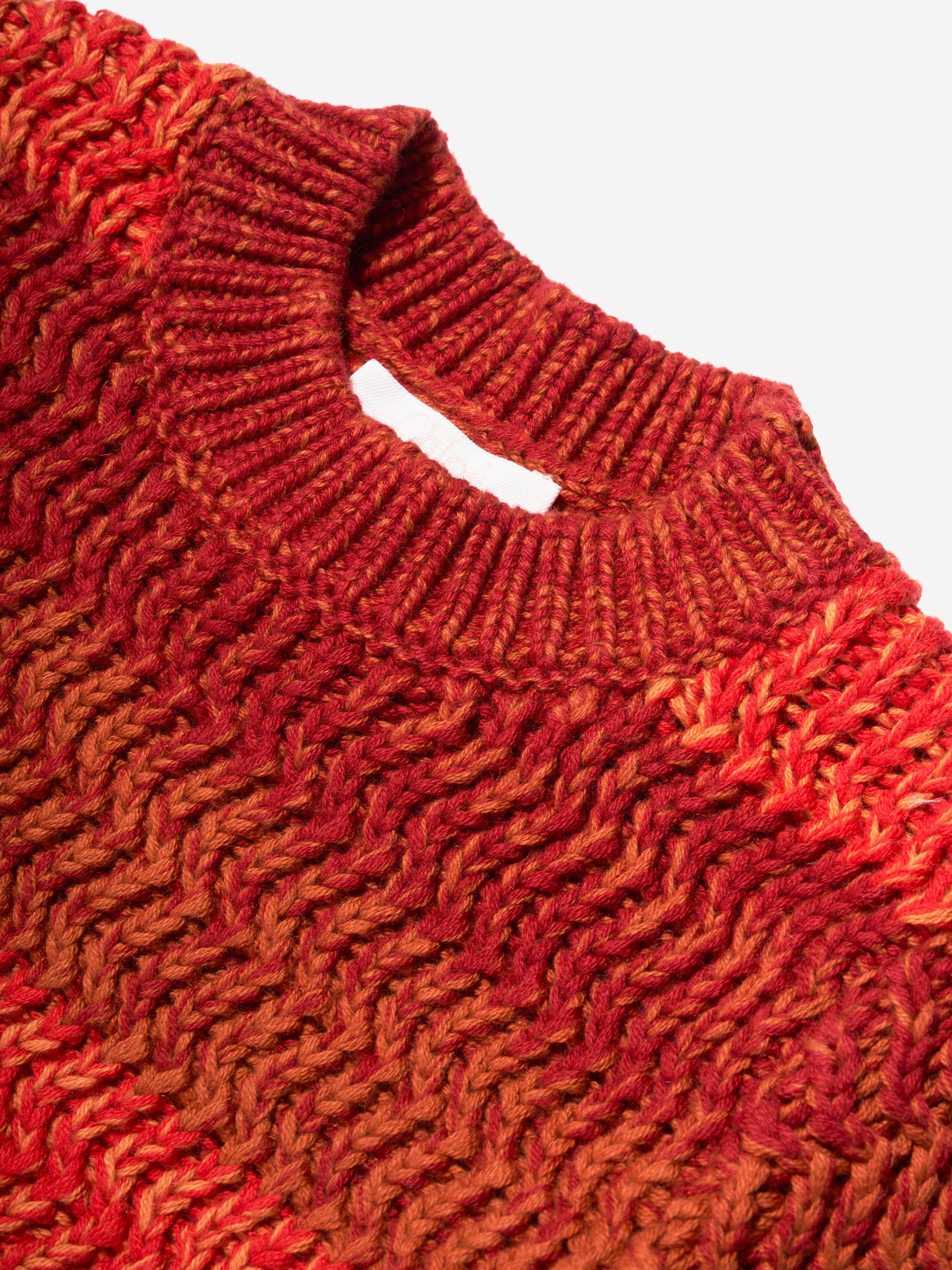 Chloé Girls Knitted Gradient Jumper in Crimson