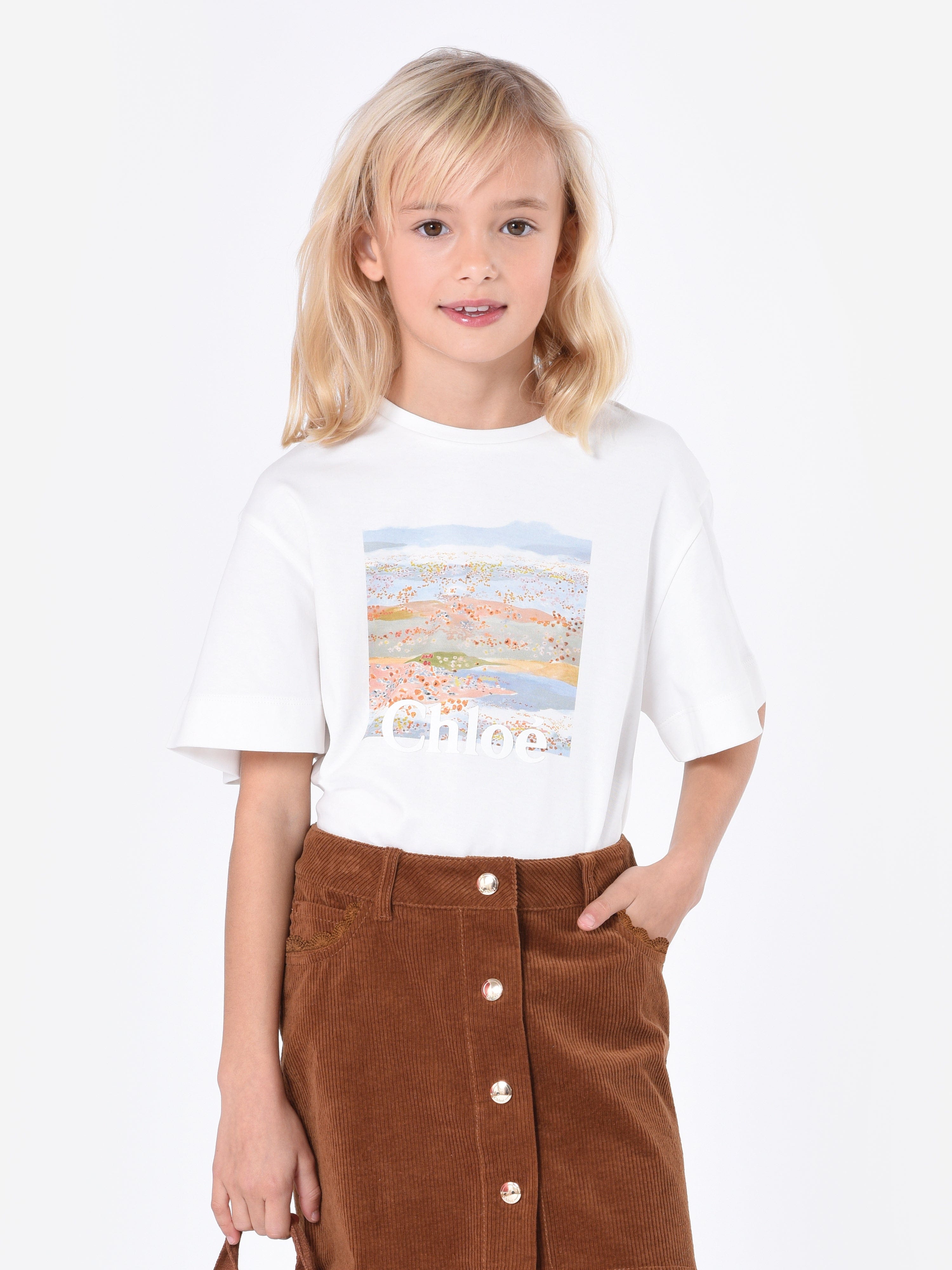 Chloé Girls Illustrated T-Shirt in Ivory