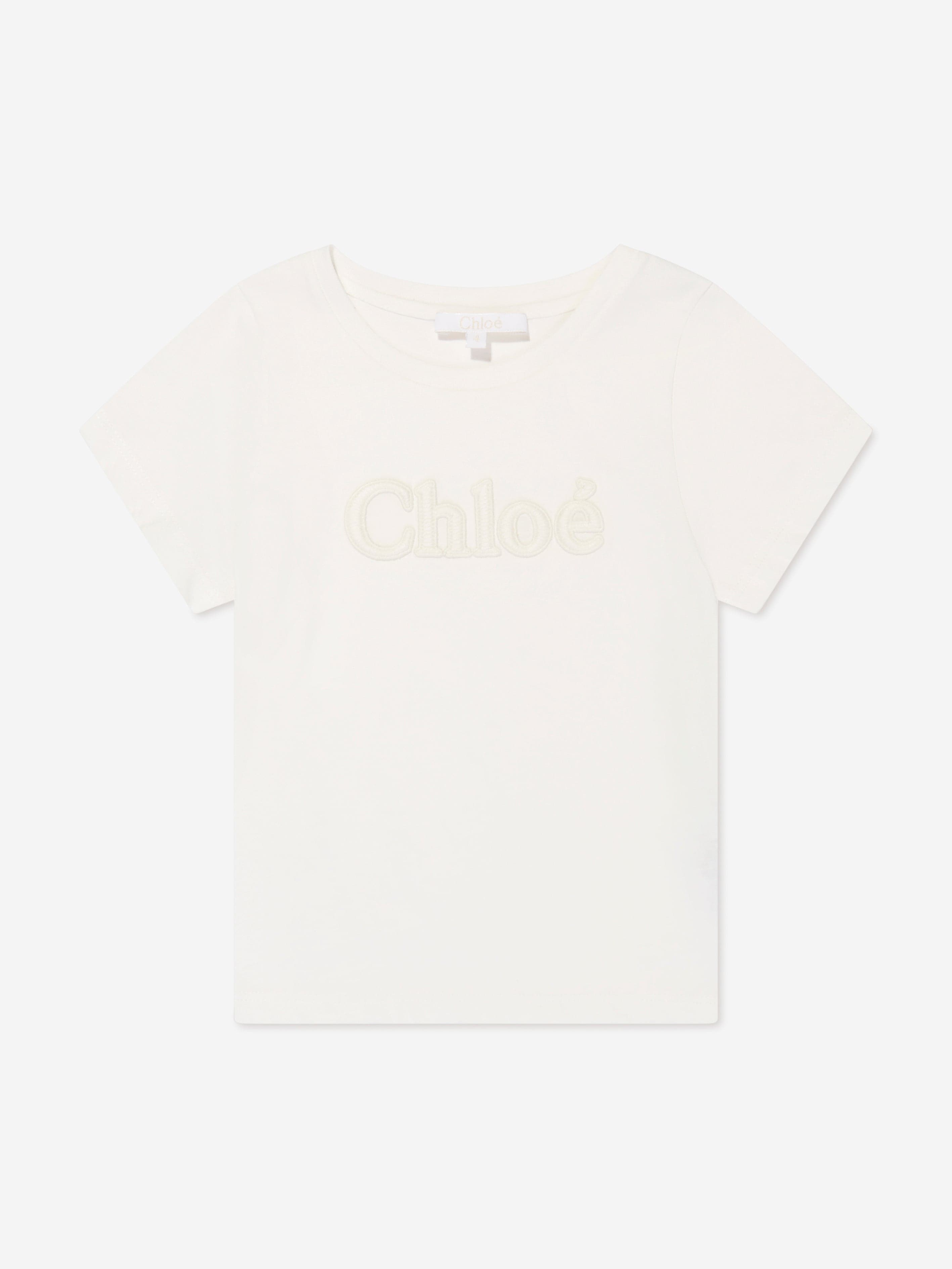 Chloé Girls Logo T-Shirt in Ivory