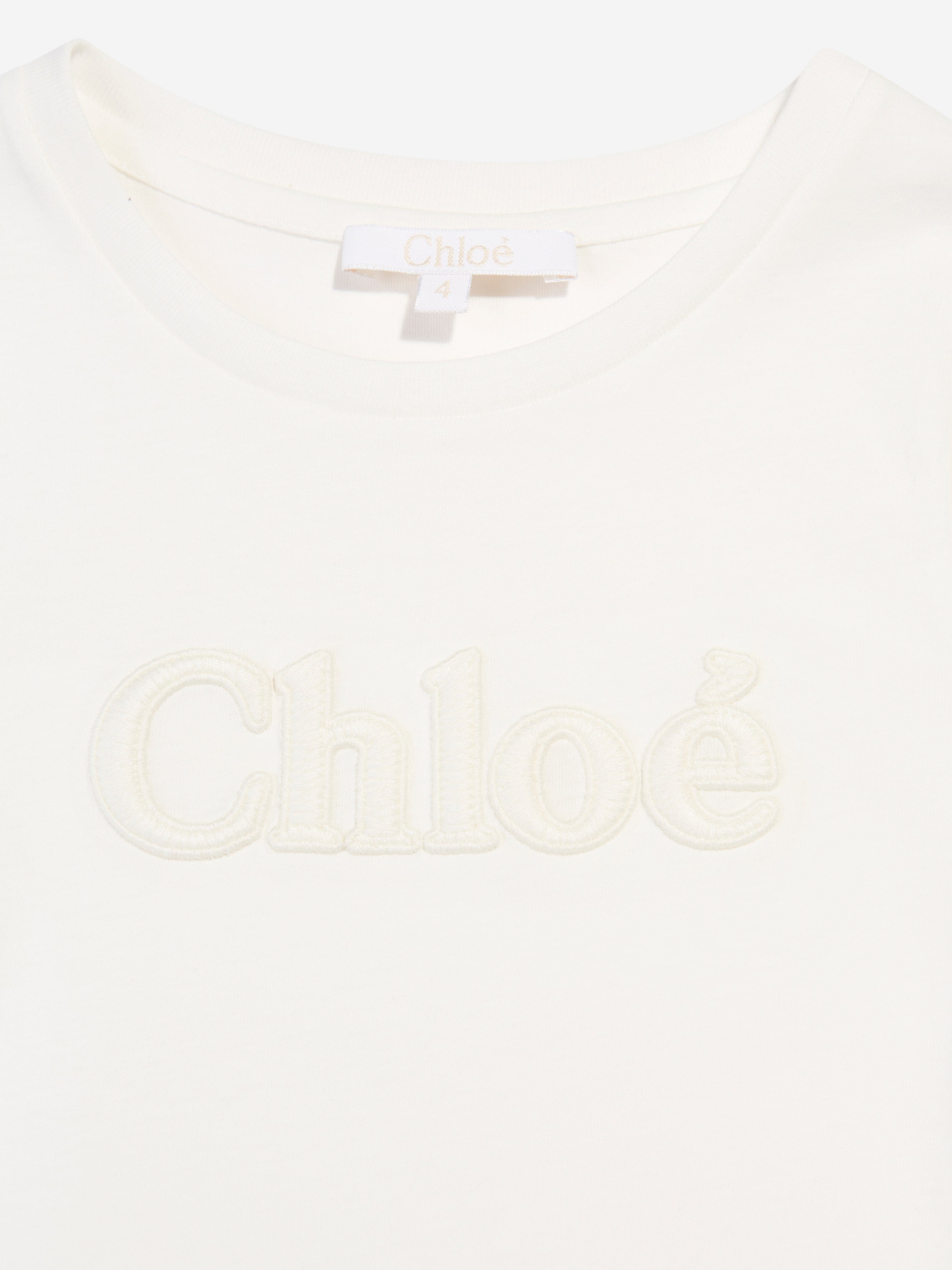 Chloé Girls Logo T-Shirt in Ivory