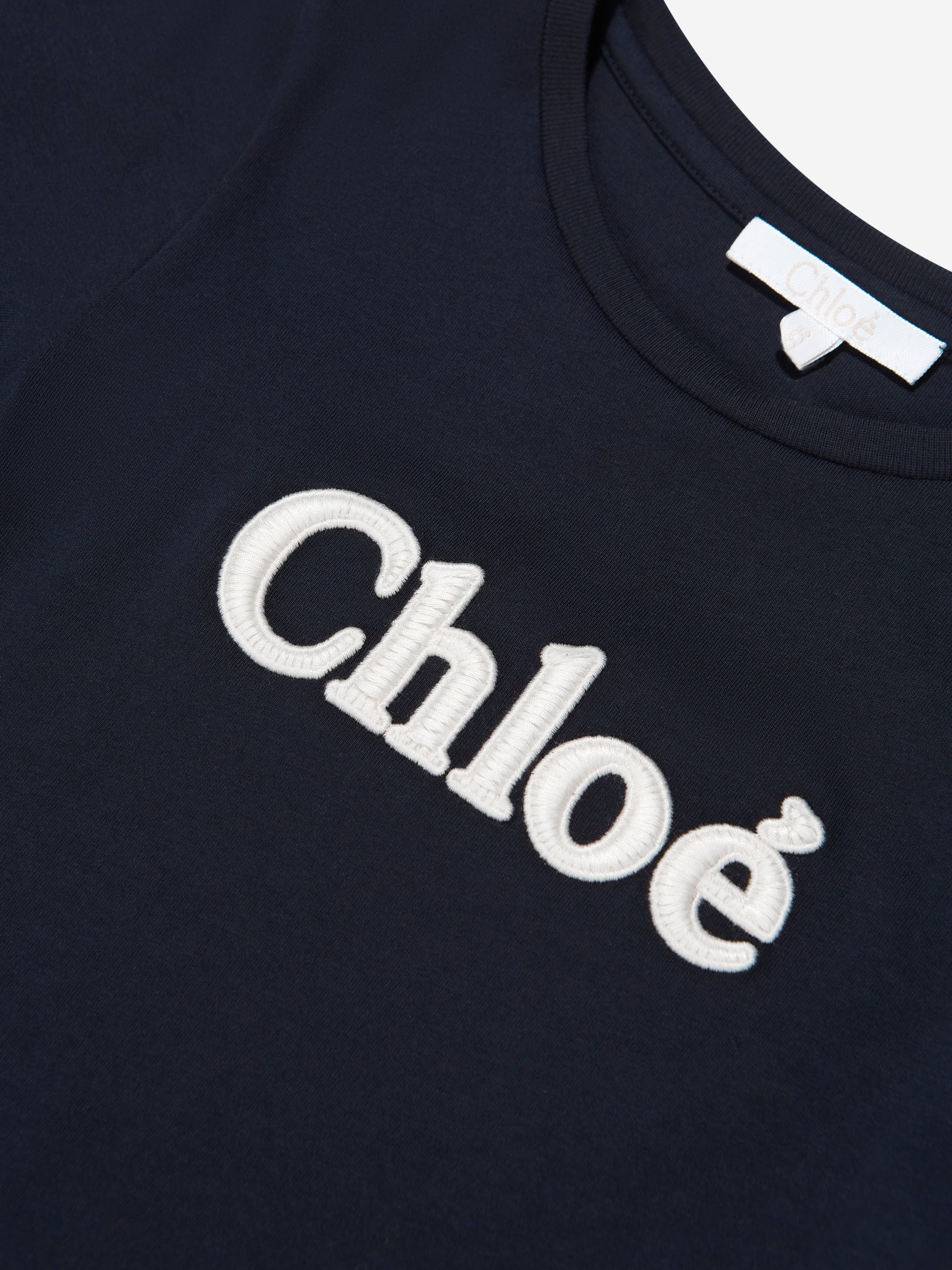 Chloé Girls Logo T-Shirt in Navy