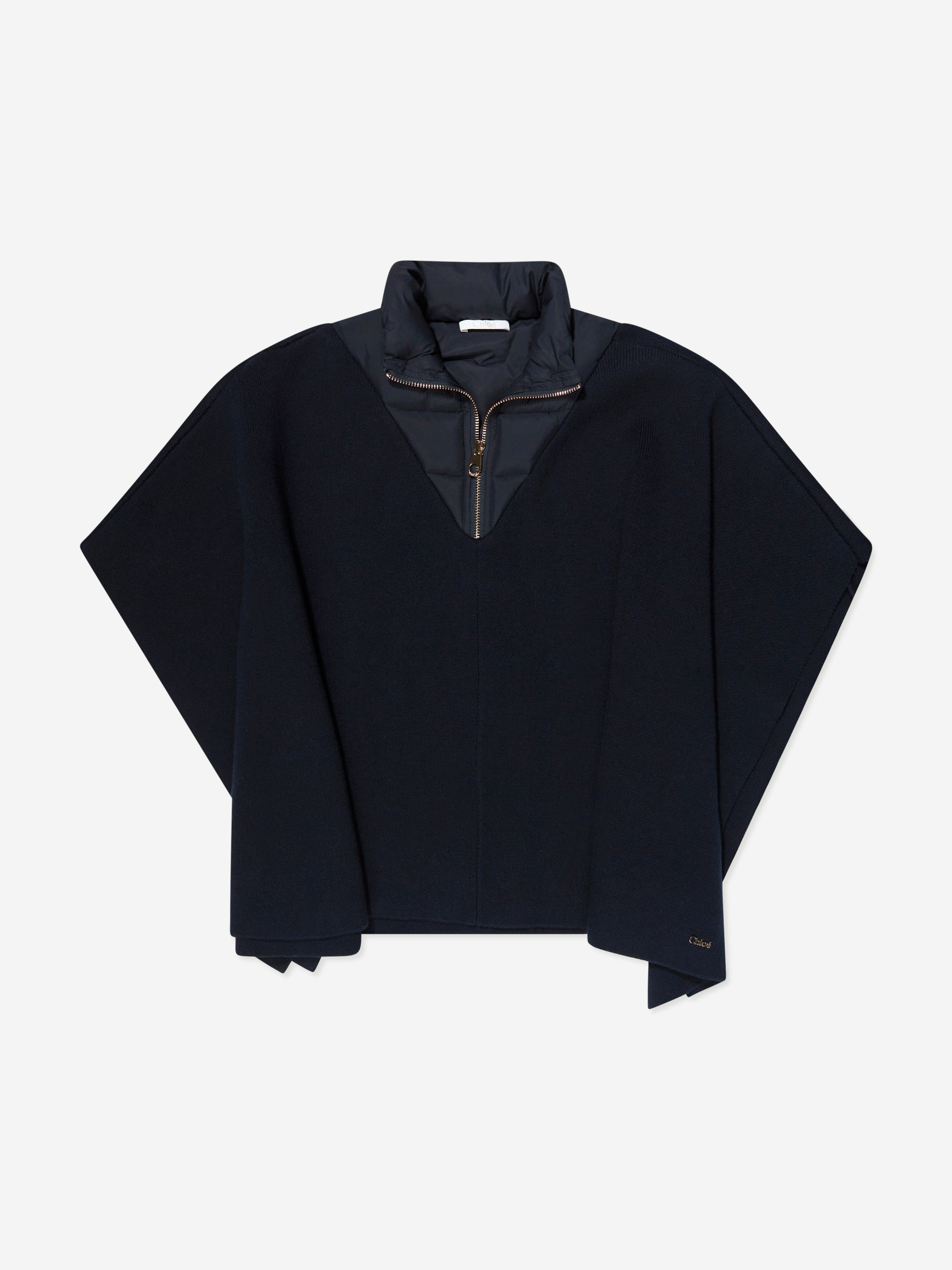 Chloé Girls Knitted Cape in Navy