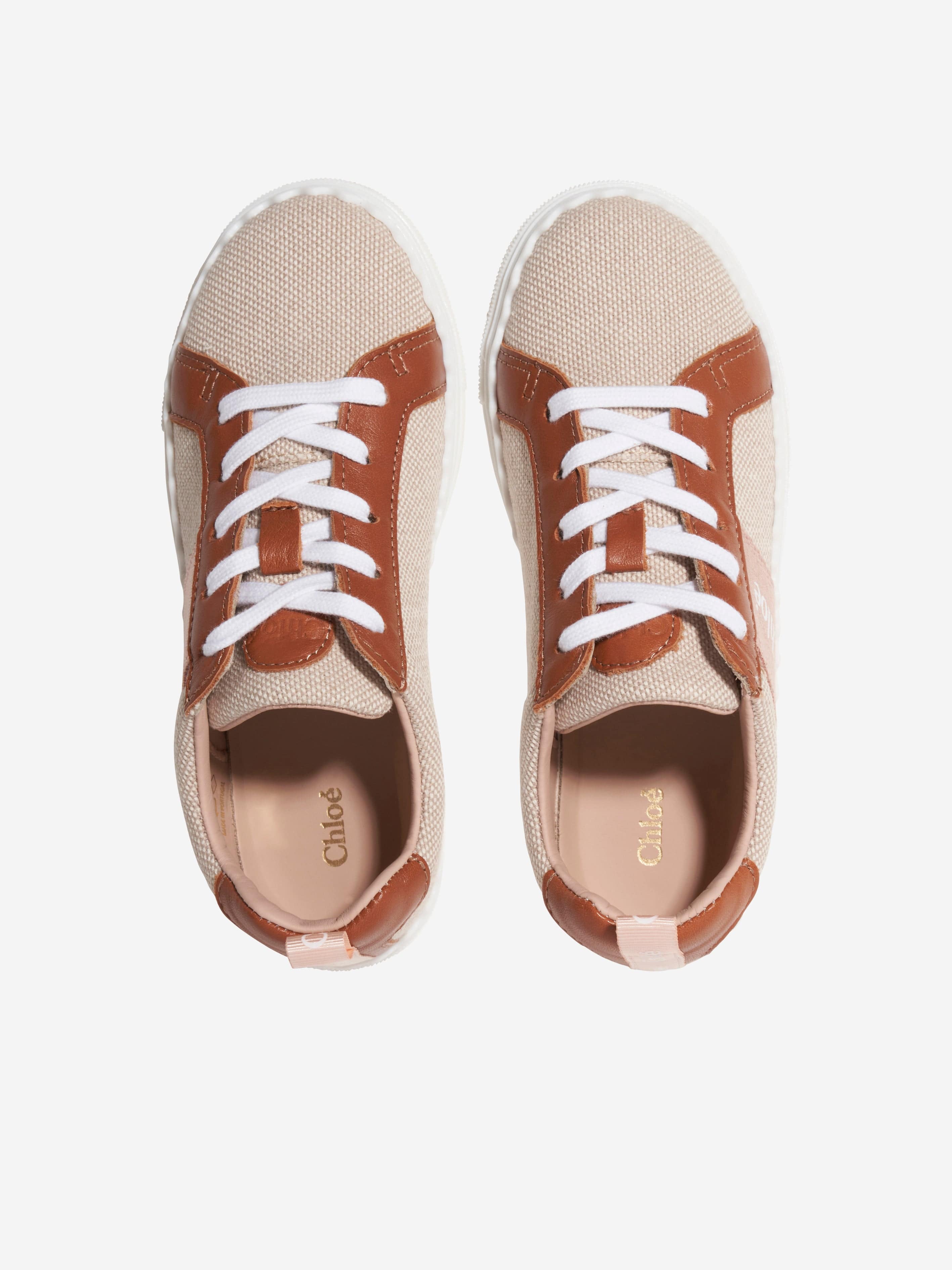 Chloé Girls Logo Trainers in Beige