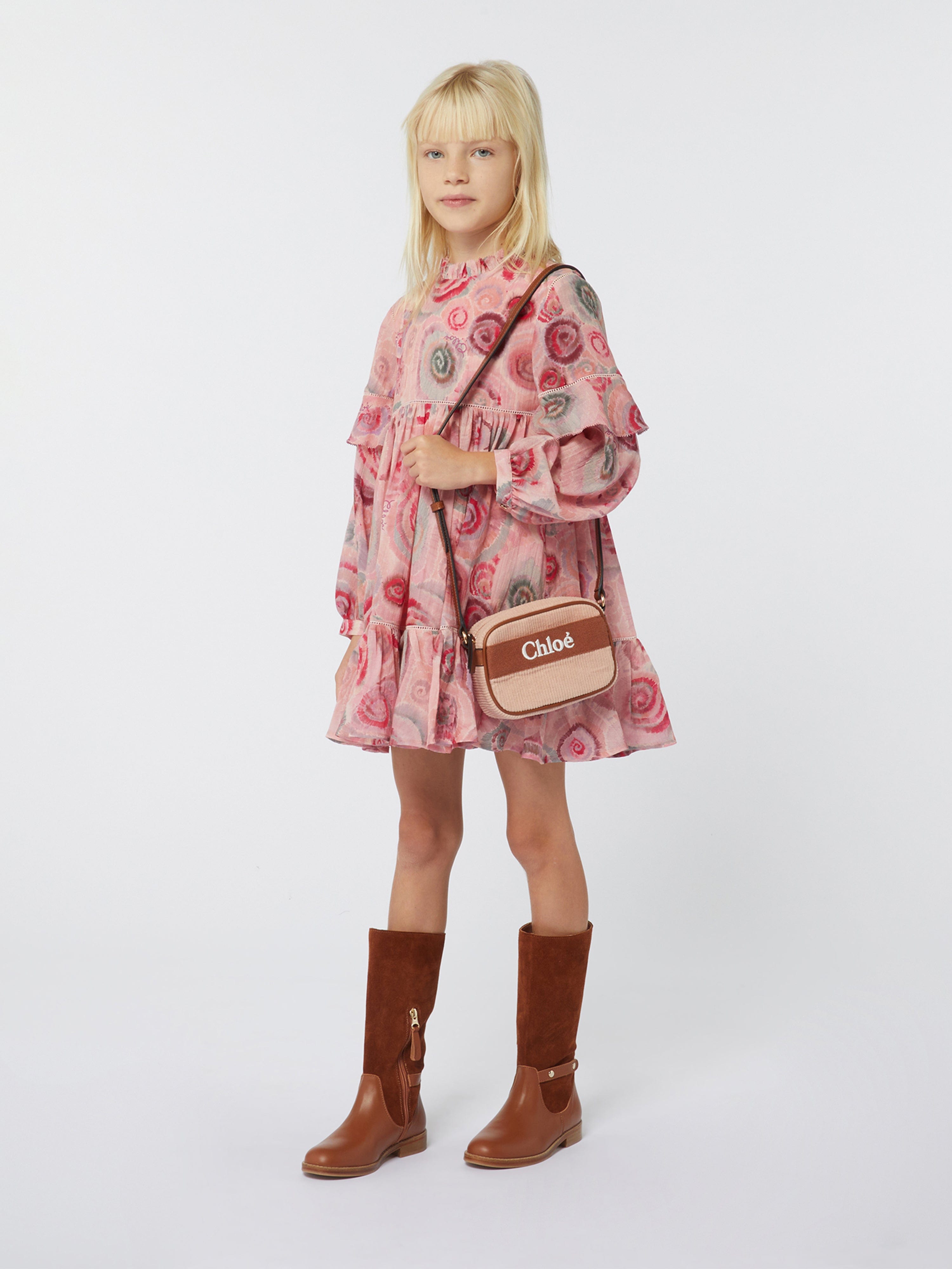 Chloé Girls Spiral Print Ceremony Dress in Pink