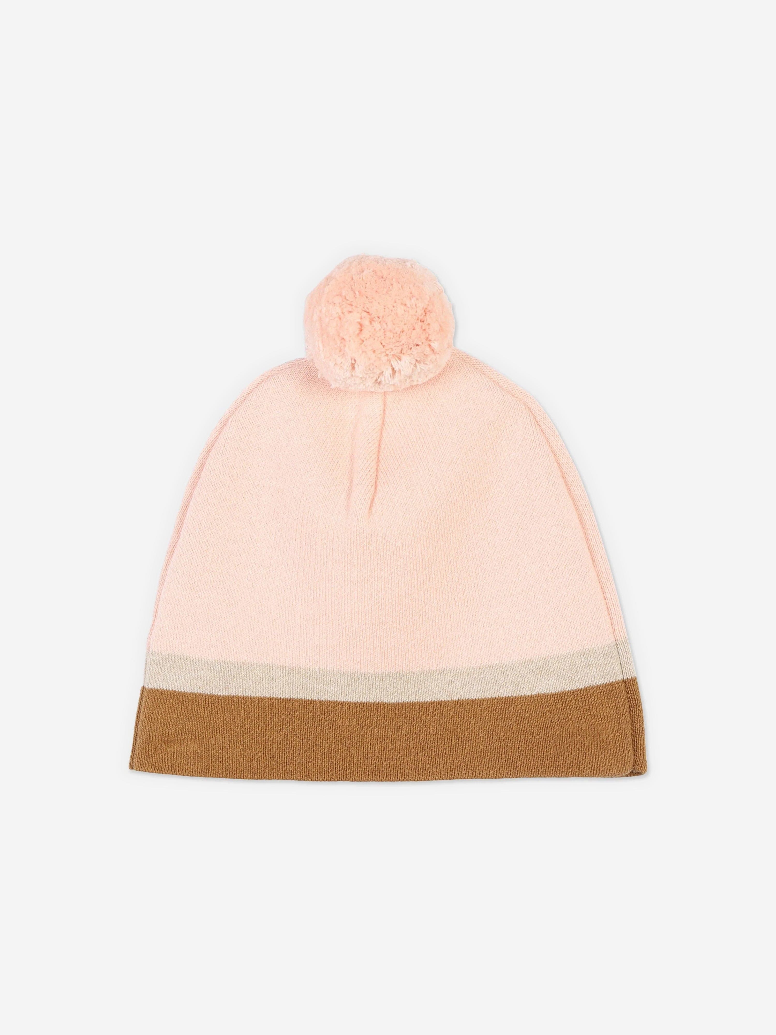 Chloé Girls Knitted Bobble Hat in Pink