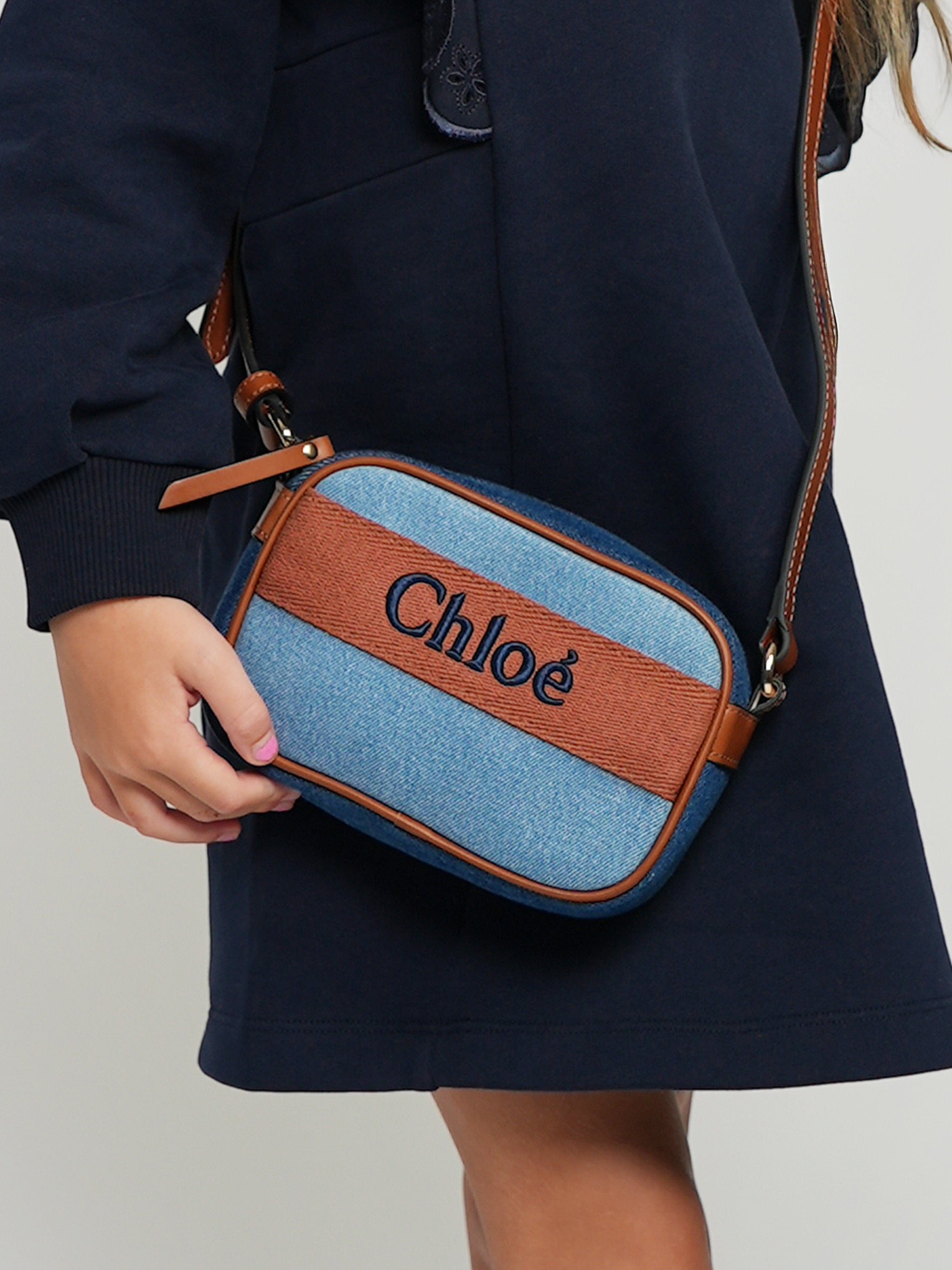 Chloé Girls Denim Crossbody Bag in Blue (16cm)