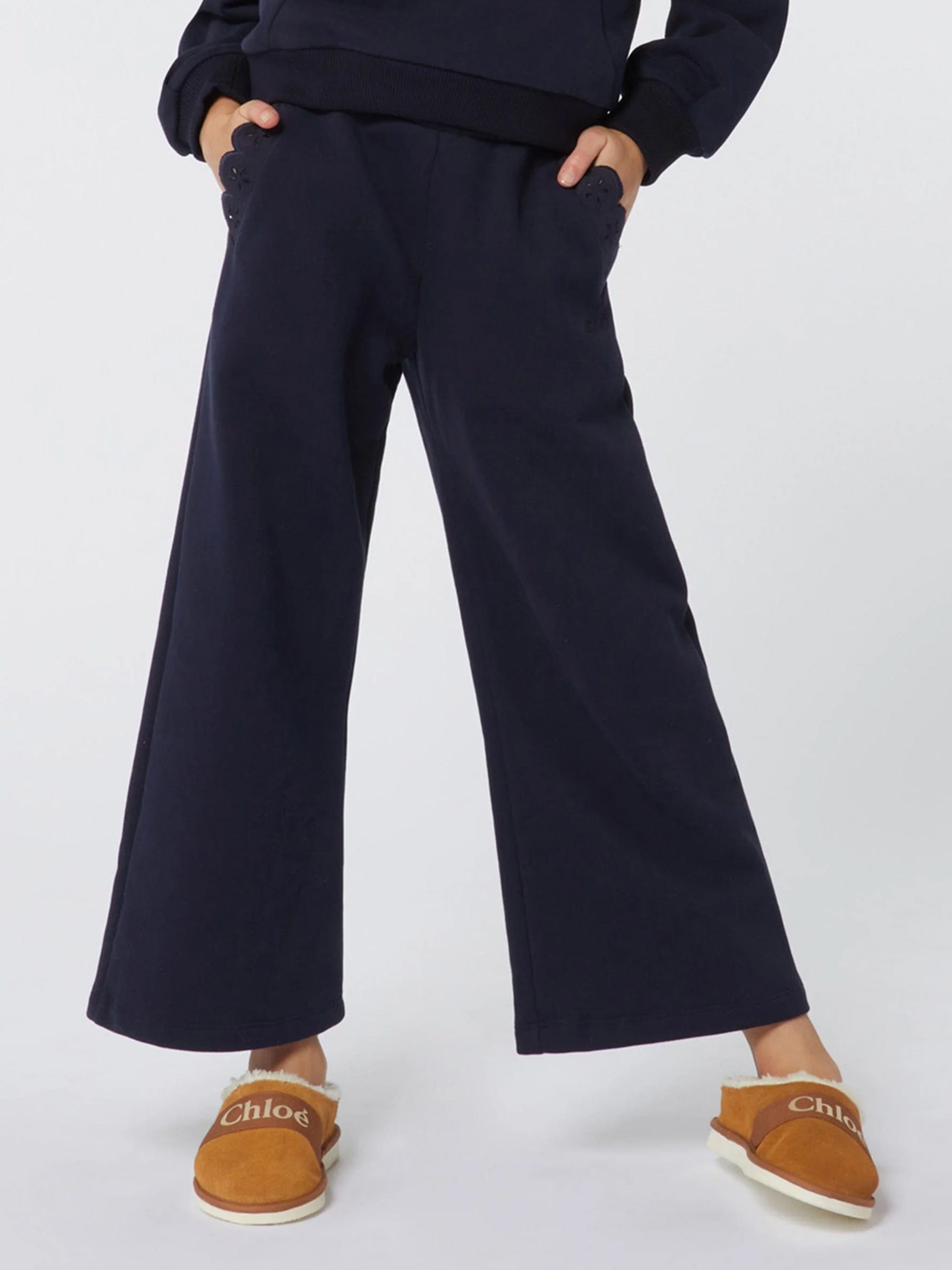 Chloé Girls Fleece Trousers in Navy