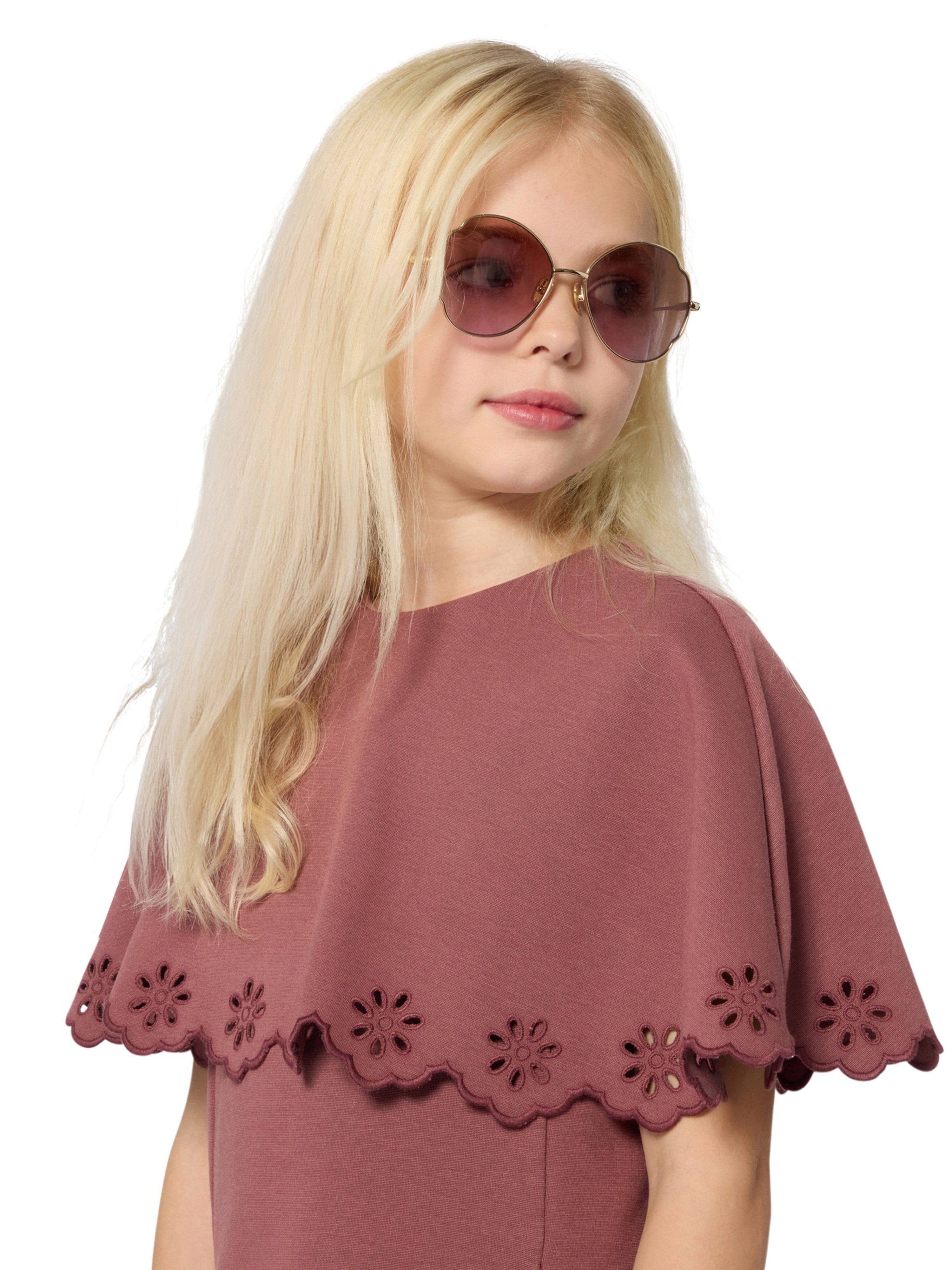 Chloé Girls Embroidered Flower Milano Dress in Pink