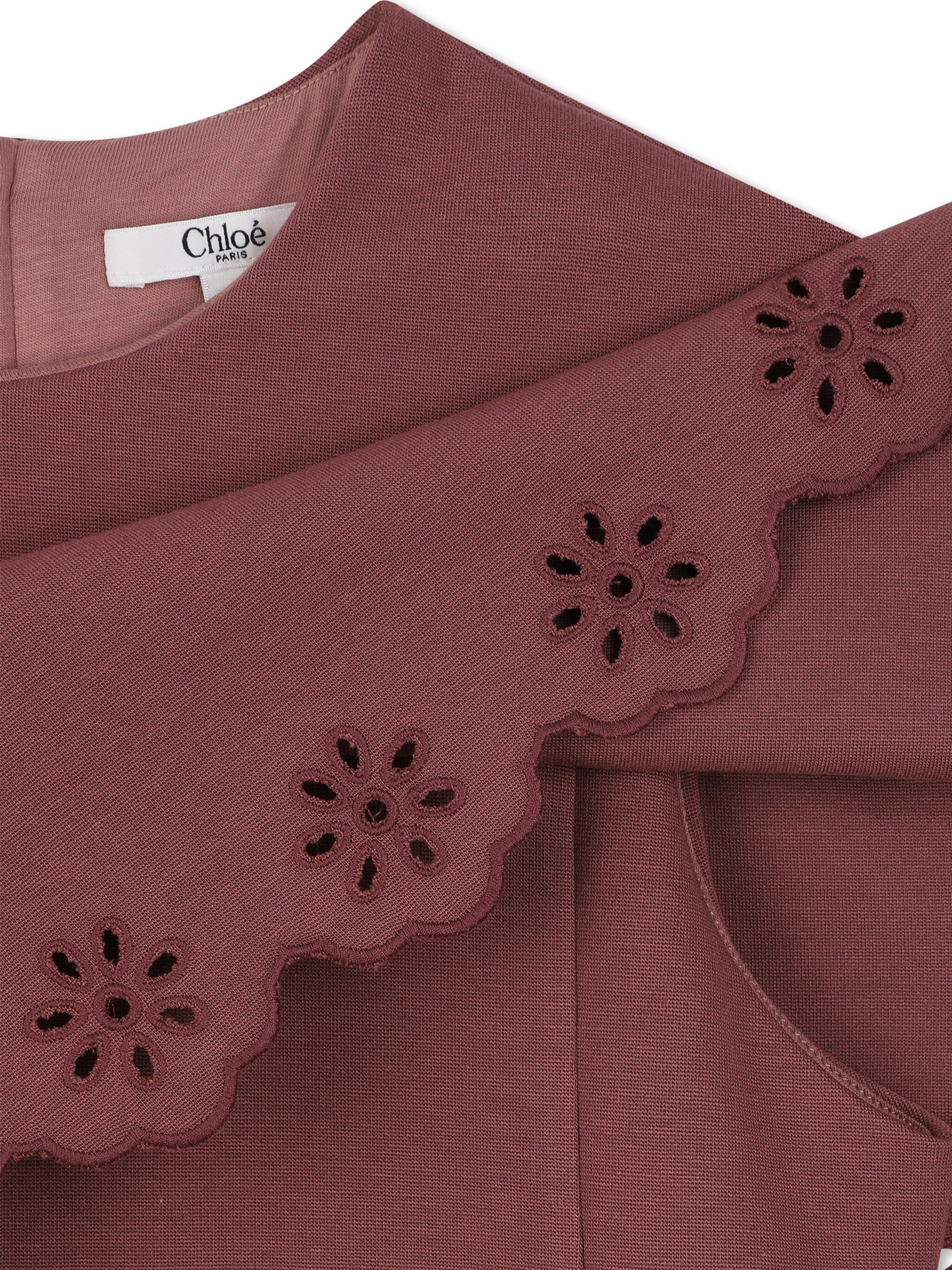 Chloé Girls Embroidered Flower Milano Dress in Pink