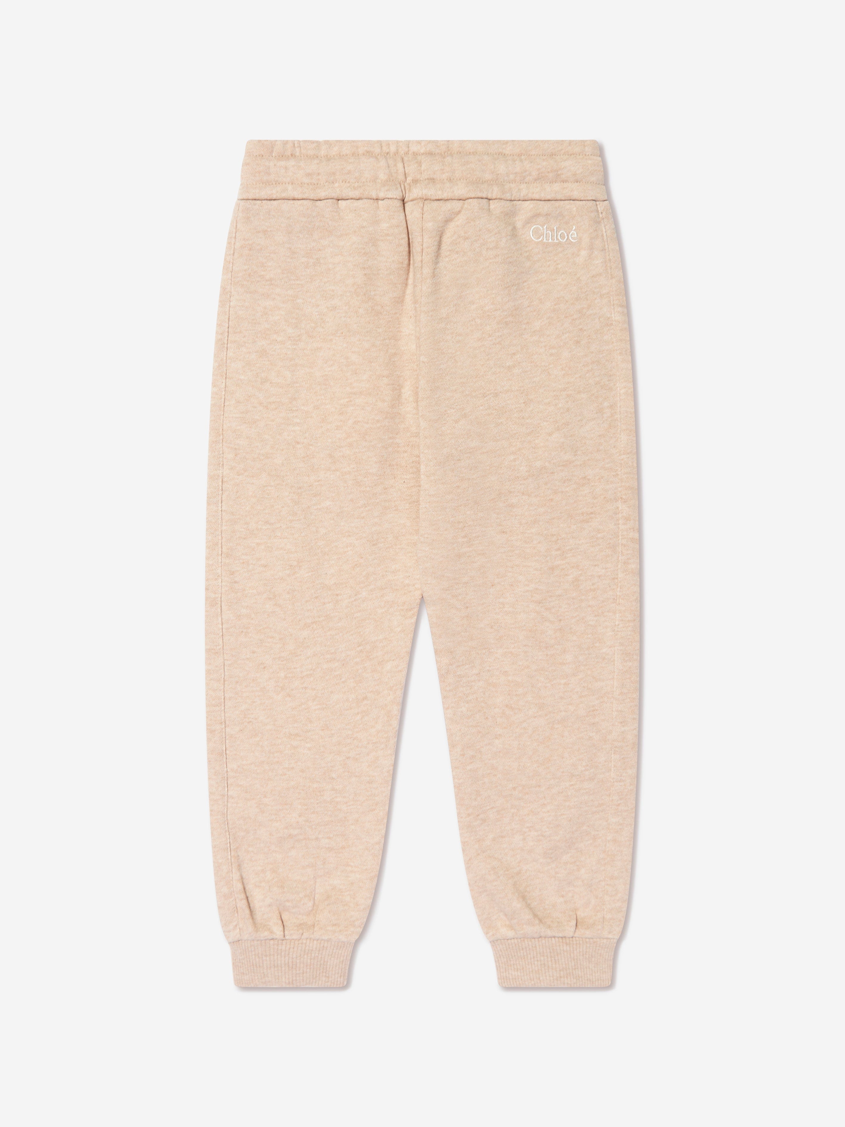 Chloé Girls Organic Cotton Joggers in Beige