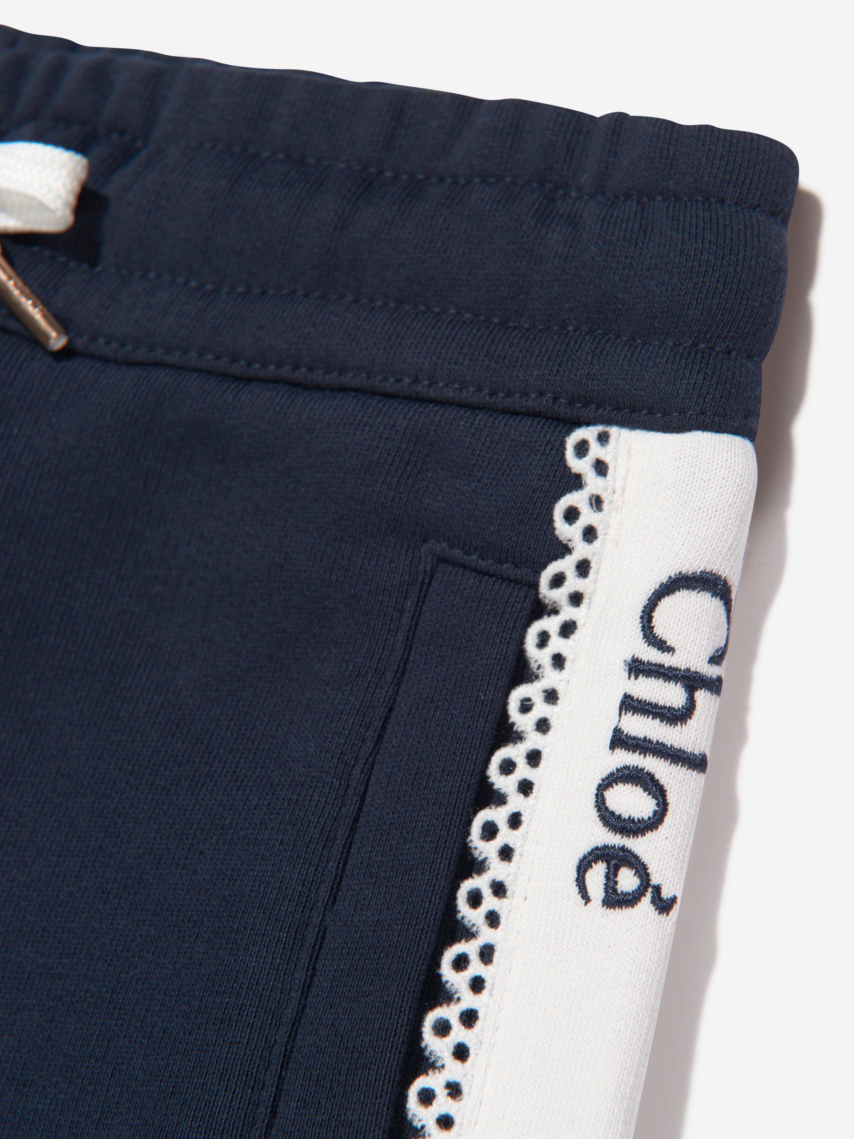 Chloé Girls Organic Cotton Joggers in Navy