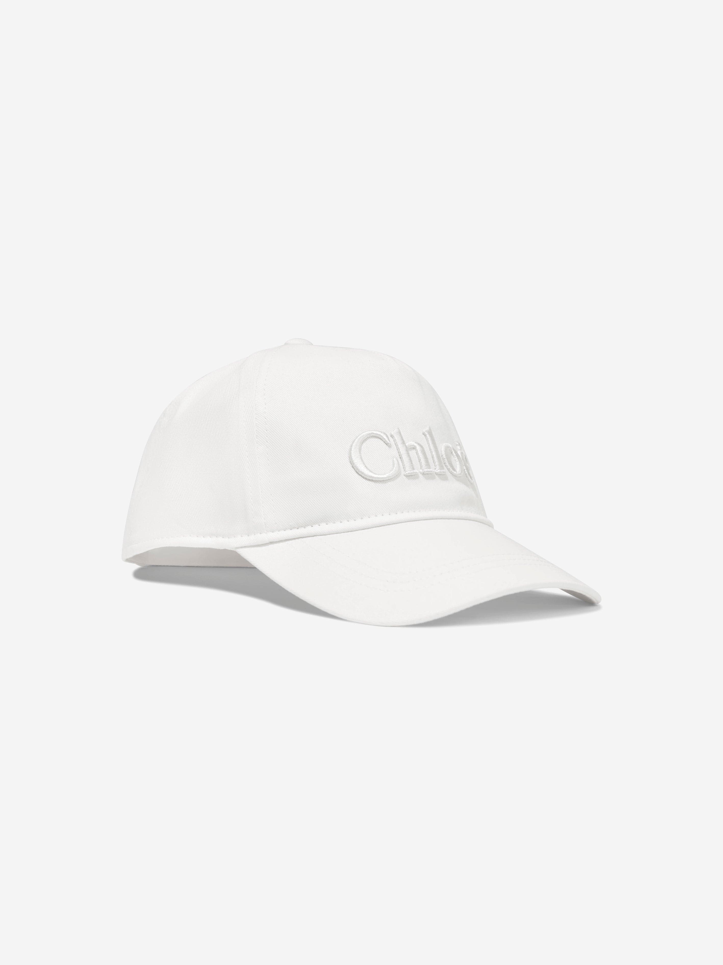 Chloé Girls Embroidered Logo Cap in Ivory