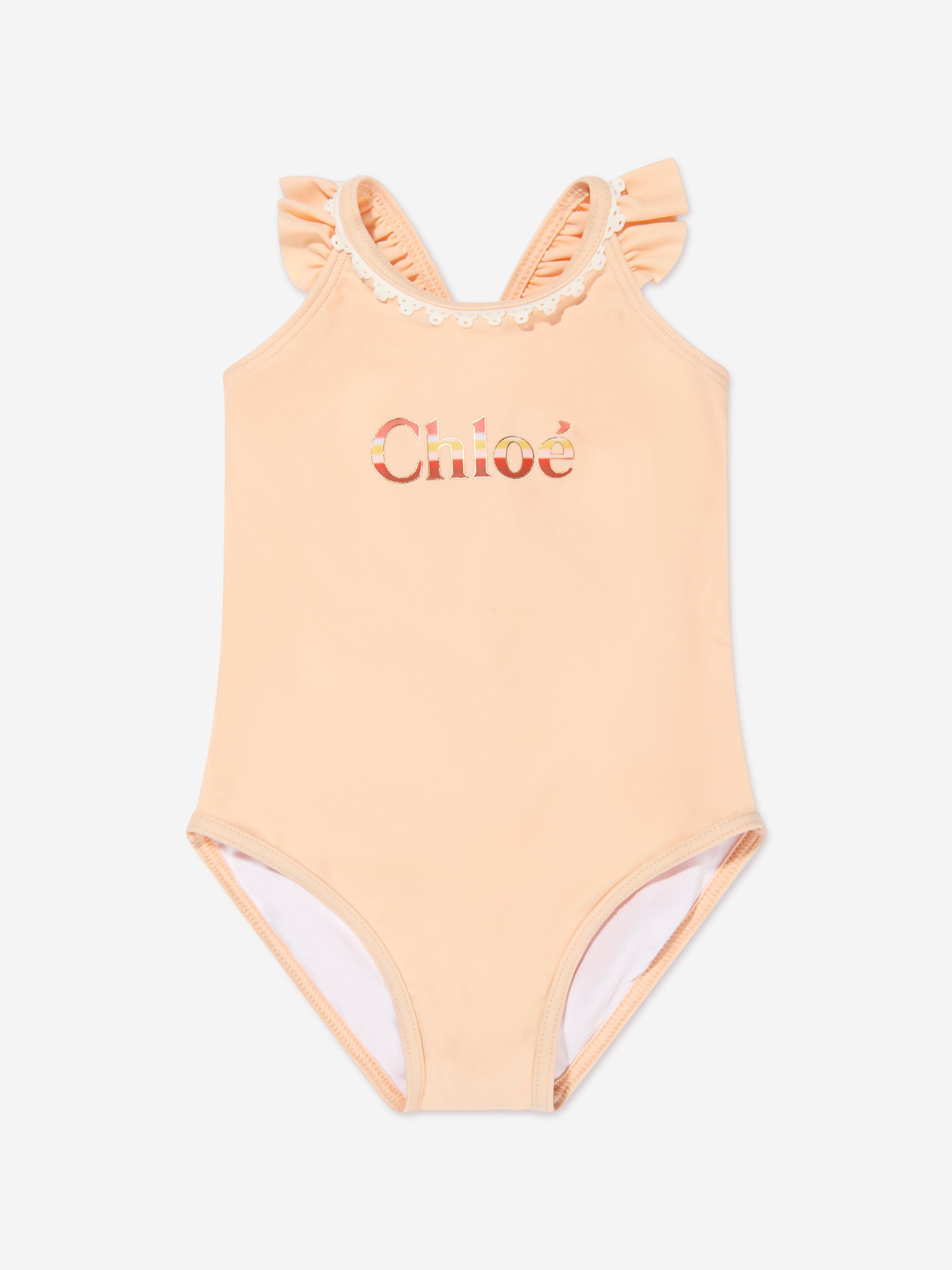 Chloé Baby Girls Logo Swimming Costume in Pink