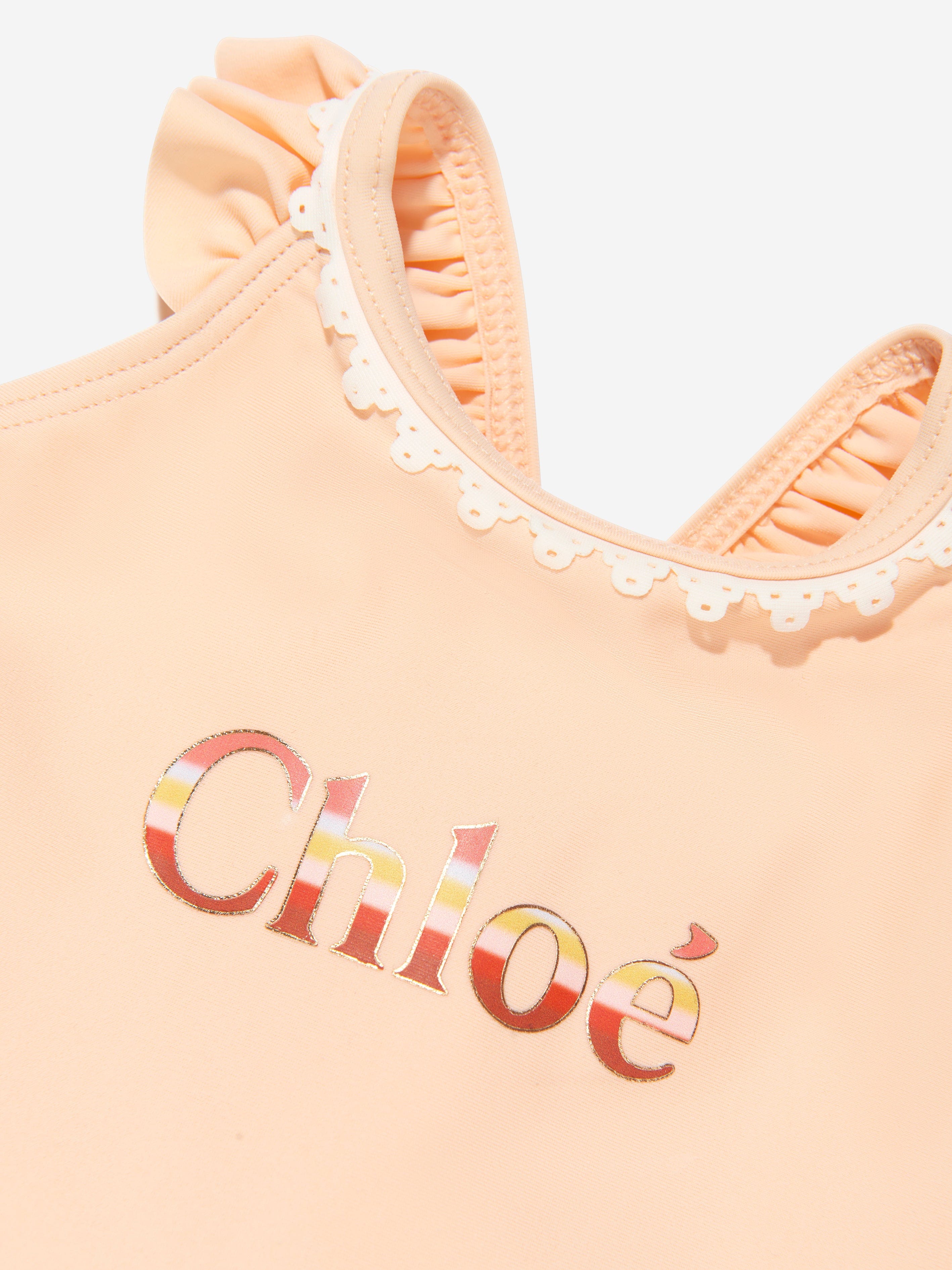 Chloé Baby Girls Logo Swimming Costume in Pink