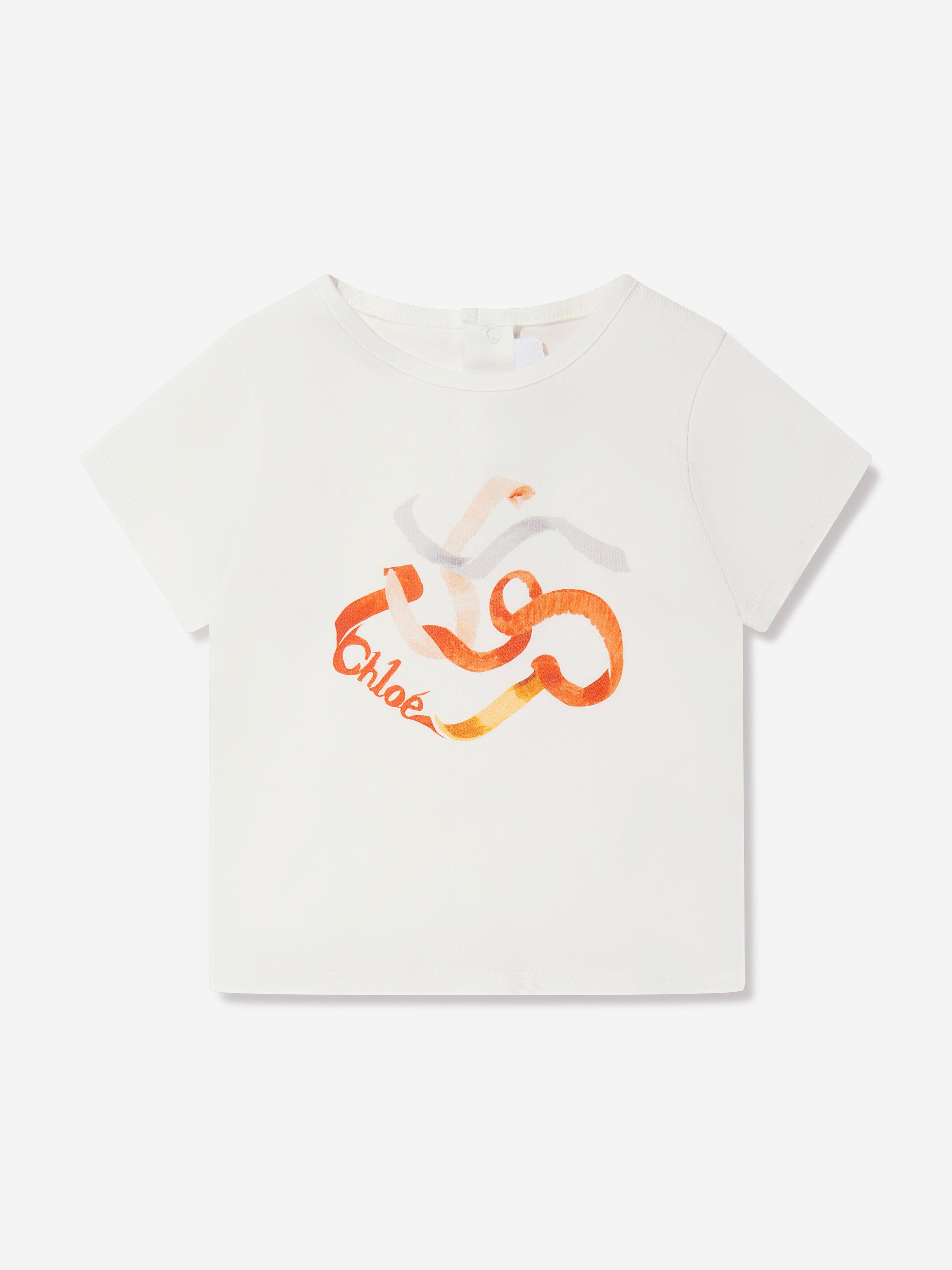 Chloé Baby Girls Organic Cotton Ribbons T-Shirt in Ivory