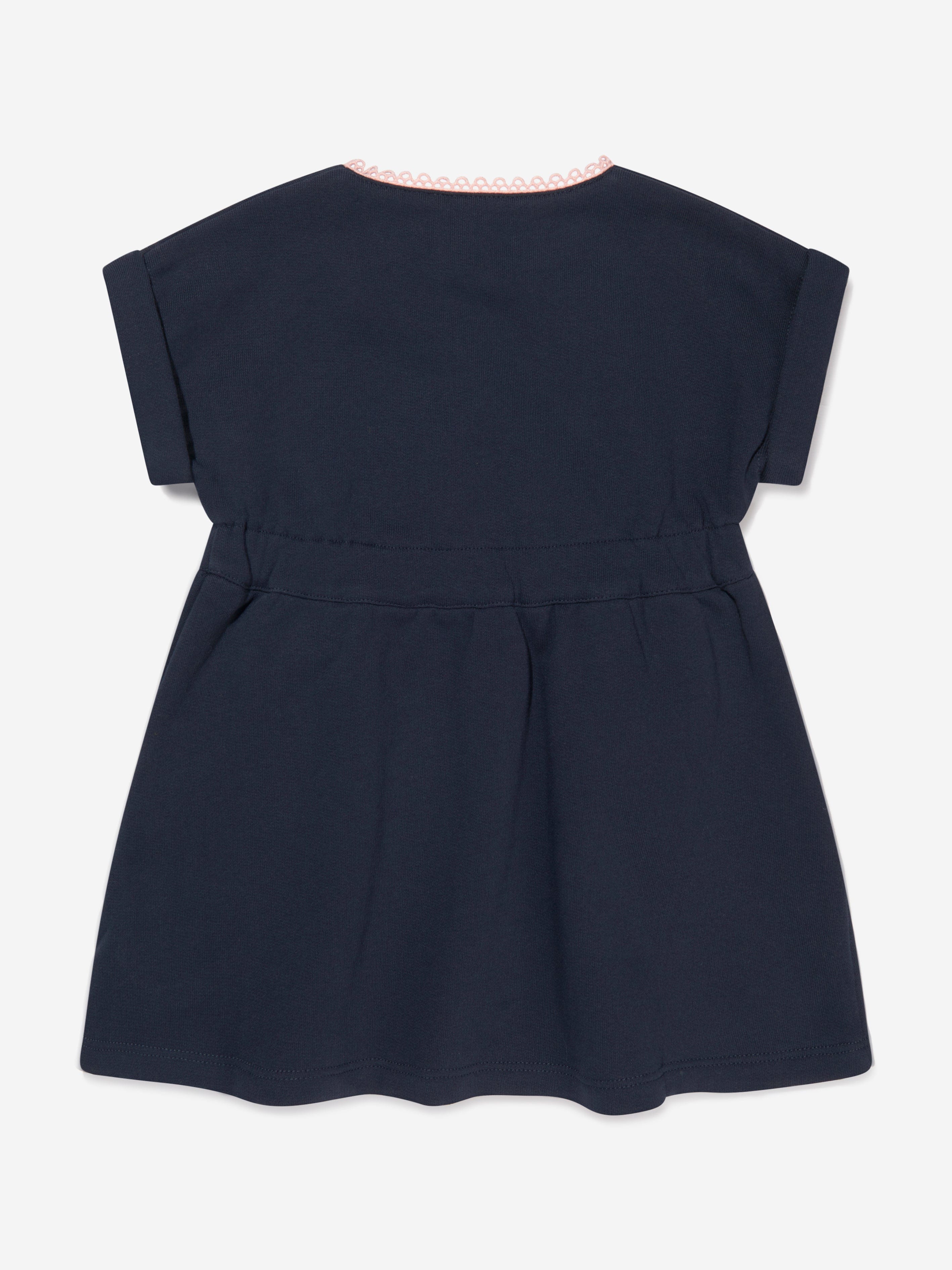 Chloé Baby Girls Organic Cotton Fleece Dress in Navy