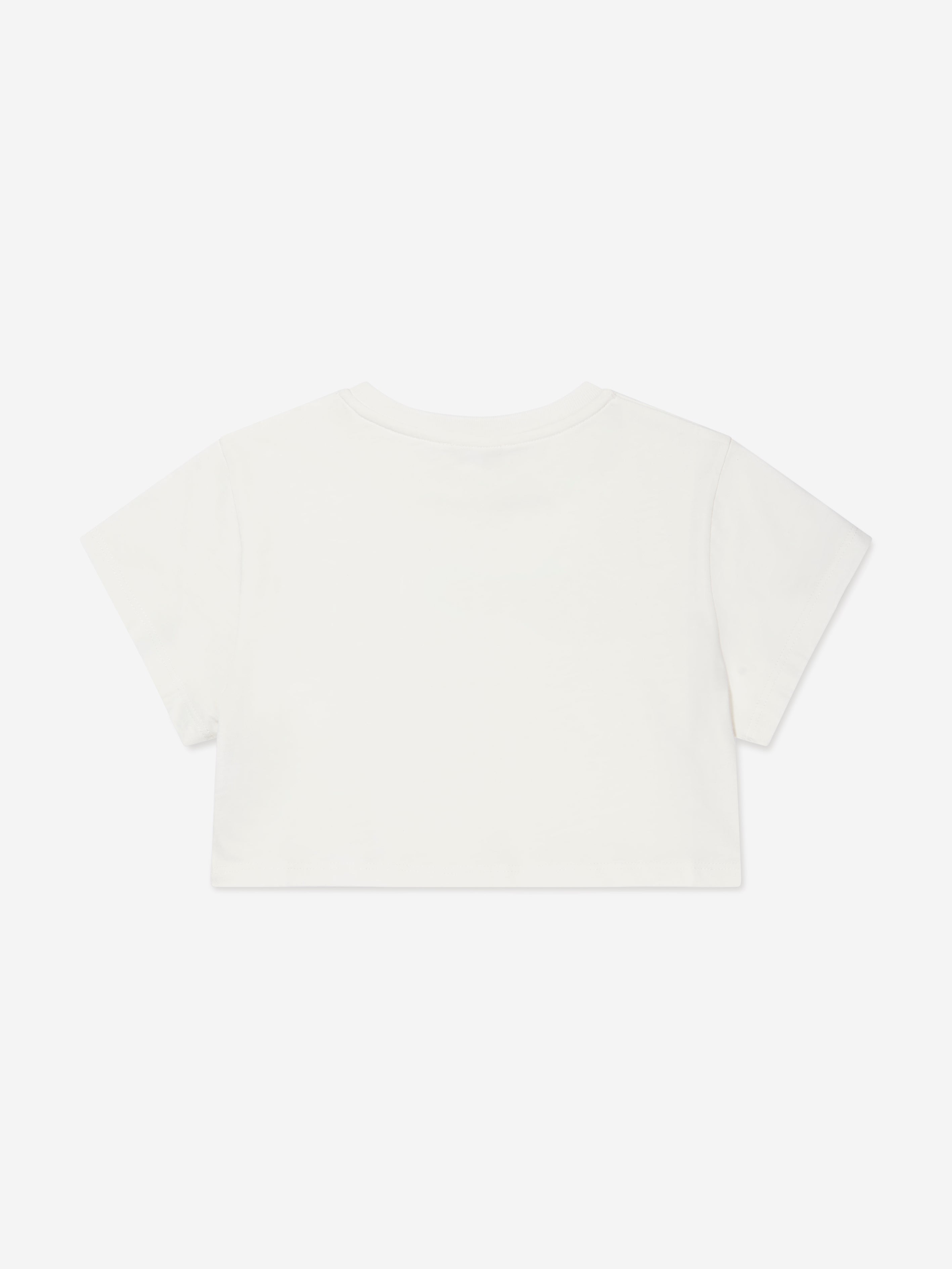 Chloé Girls Organic Cotton Cropped T-Shirt in Ivory