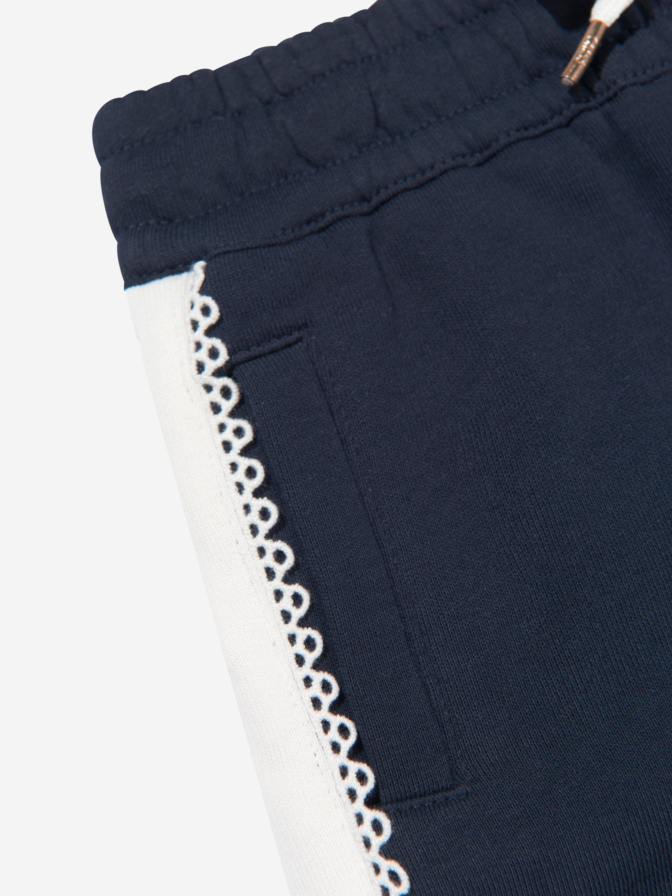 Chloé Girls Organic Cotton Fleece Shorts in Navy