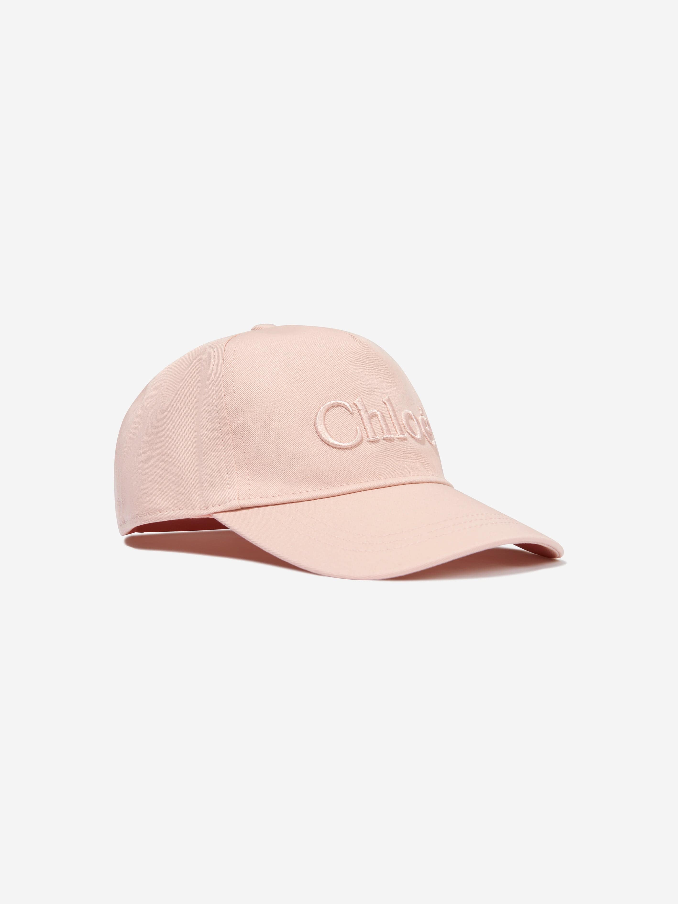 Chloé Girls Embroidered Logo Cap in Pink