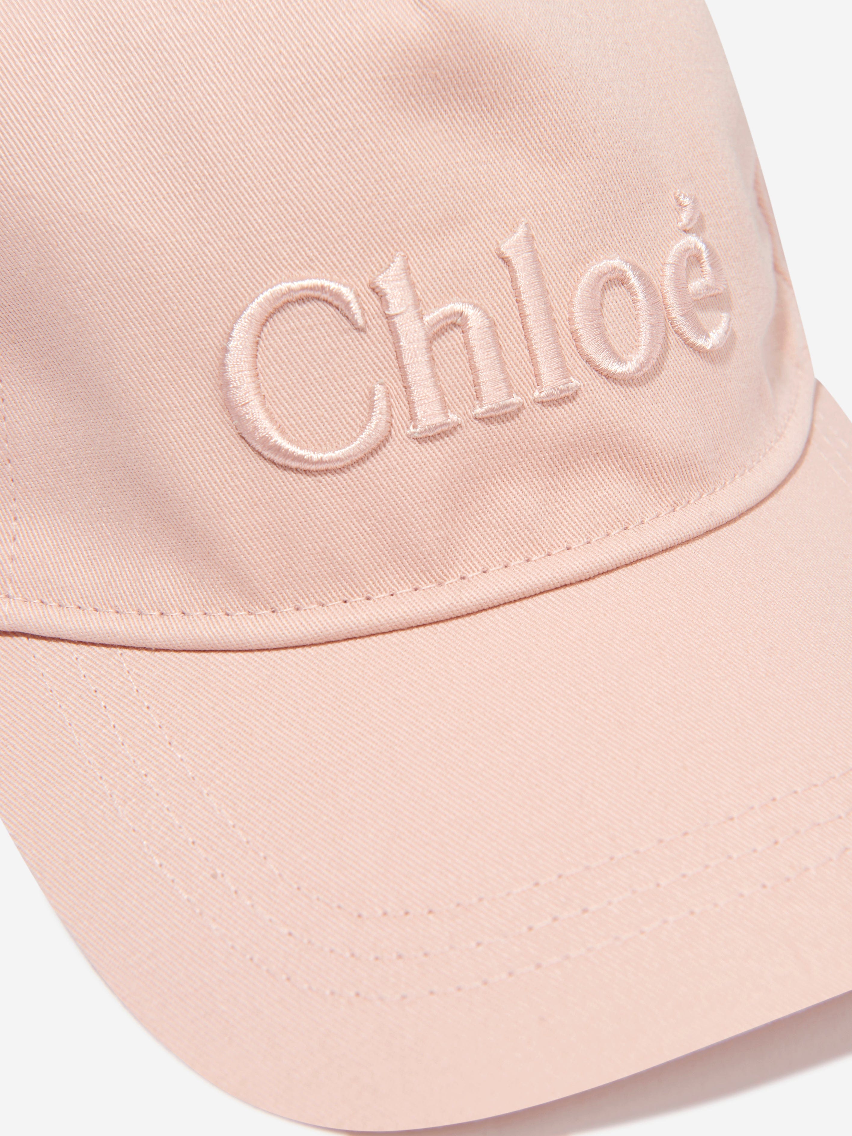 Chloé Girls Embroidered Logo Cap in Pink