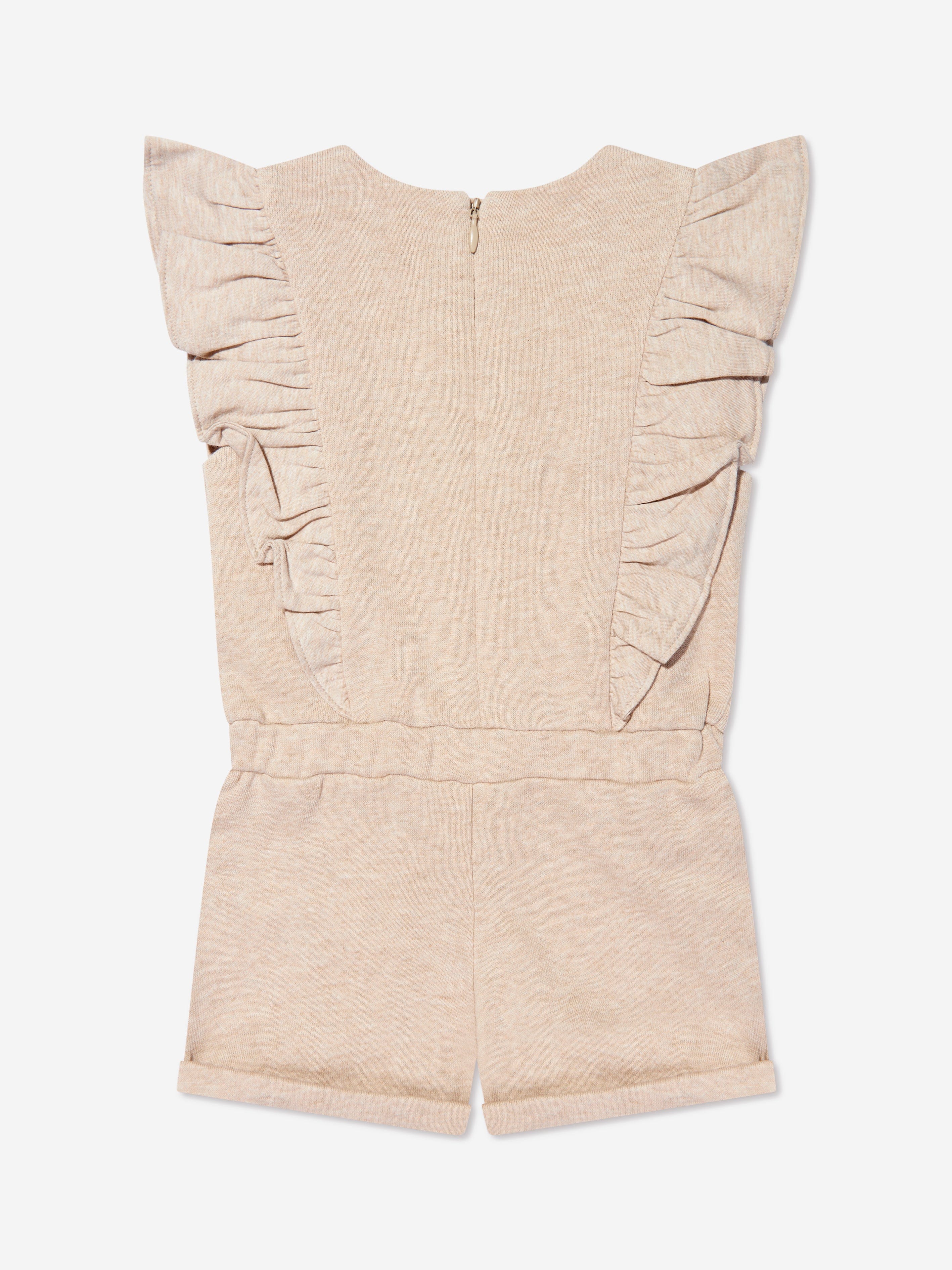 Chloé Baby Girls Organic Cotton Ruffle Playsuit in Beige