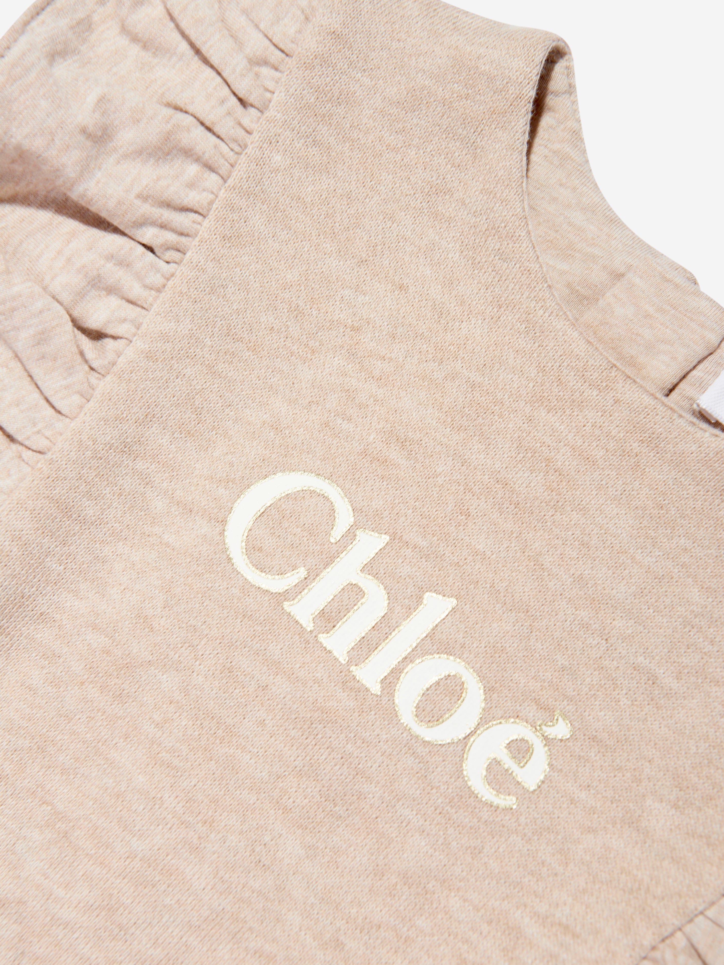 Chloé Baby Girls Organic Cotton Ruffle Playsuit in Beige