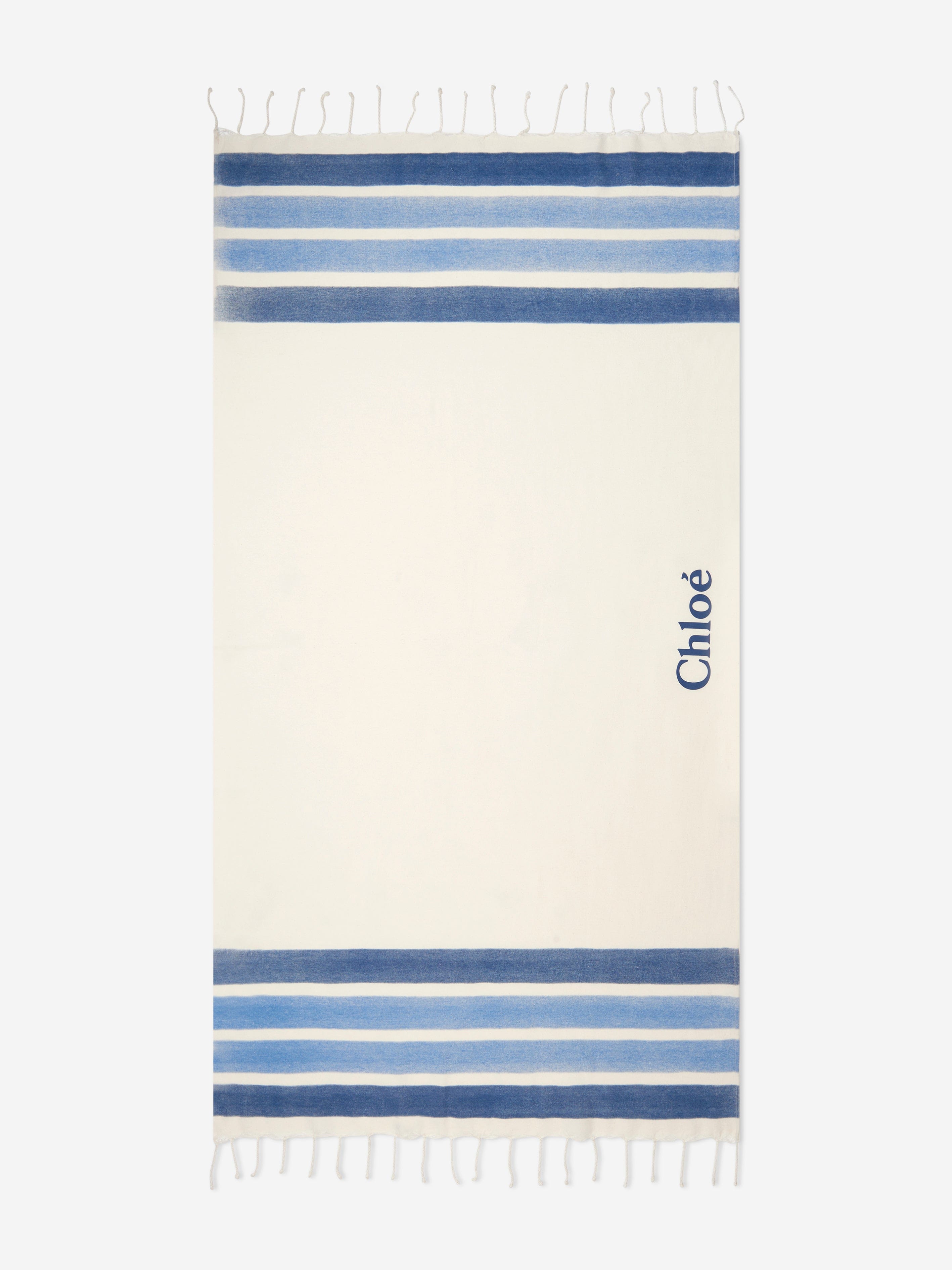 Chloé Girls Striped Beach Towel in Ivory