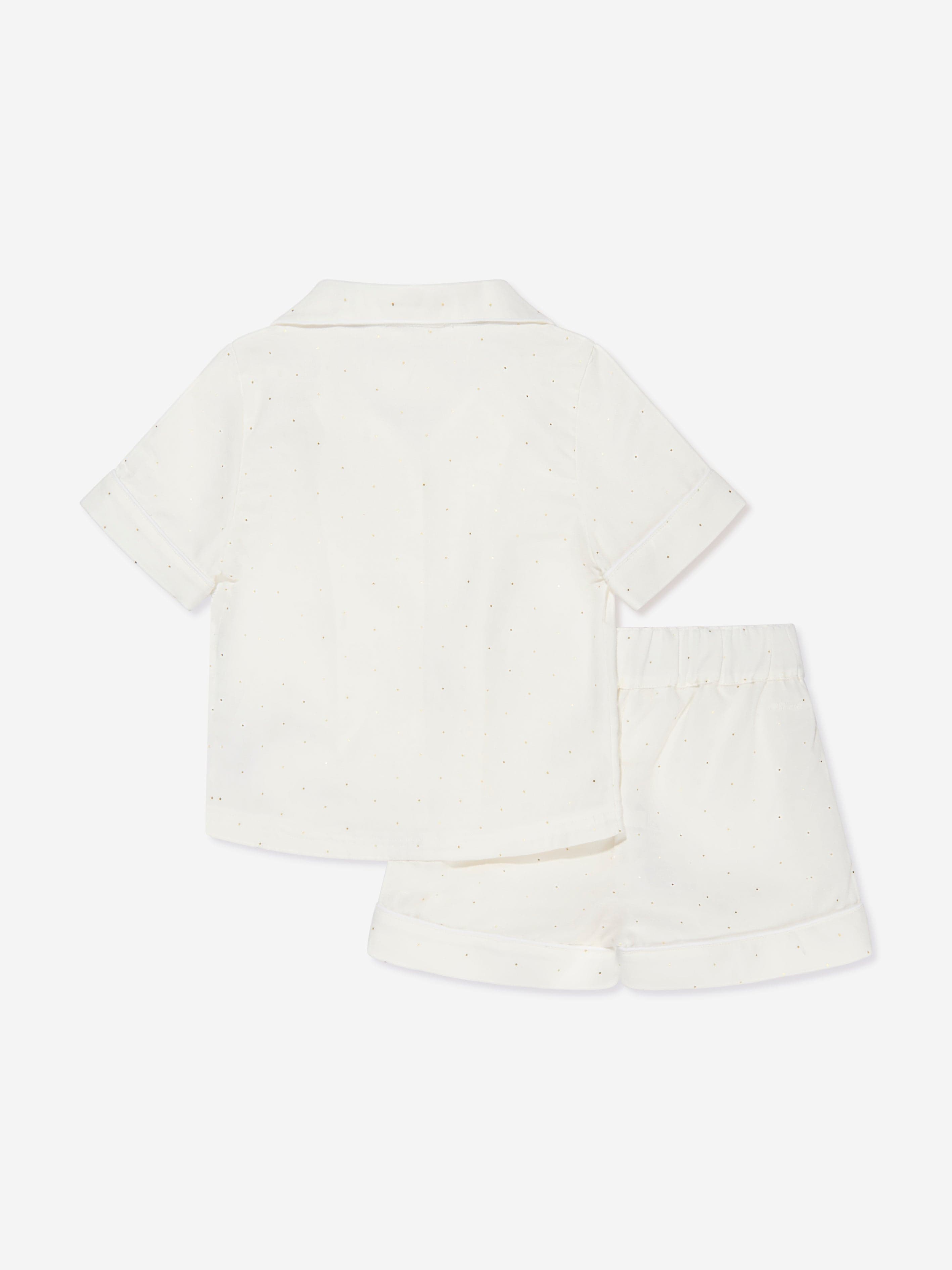 Chloé Girls Organic Cotton Short Pyjama Set In Ivory